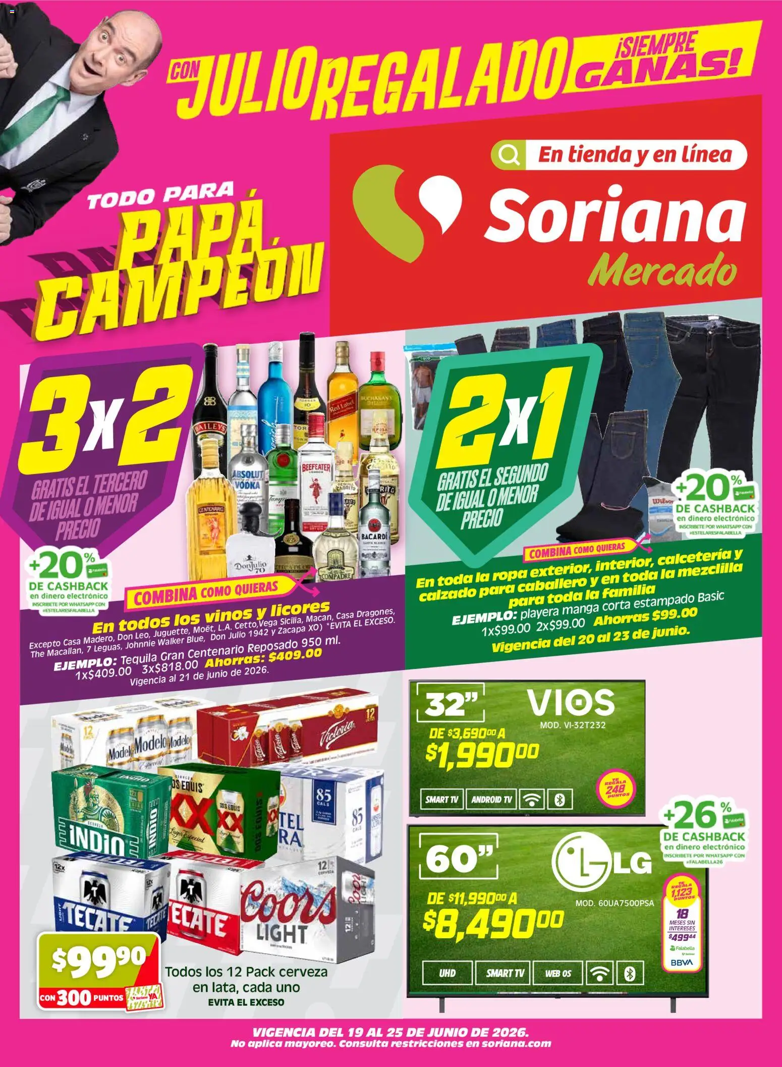 Nuevas ofertas de Soriana válidas en toda la República Mexicana desde el 19.06.2026. ¡Encuentra las mejores ofertas en Soriana Julio Regalado Mercado Nacional! | Página: 1
