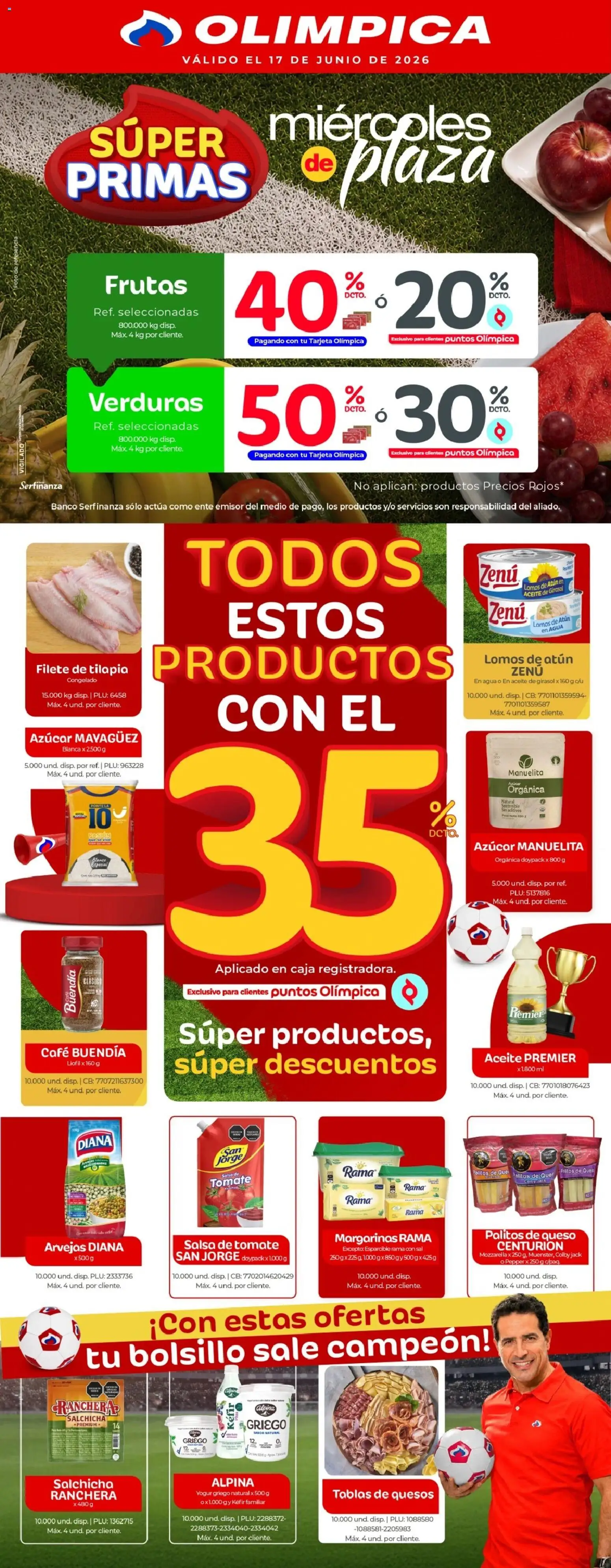 Olímpica revista - valida desde el 17.06.2026 | Página: 1 | Productos: Salsa de tomate, Salchicha, Caja, Yogur
