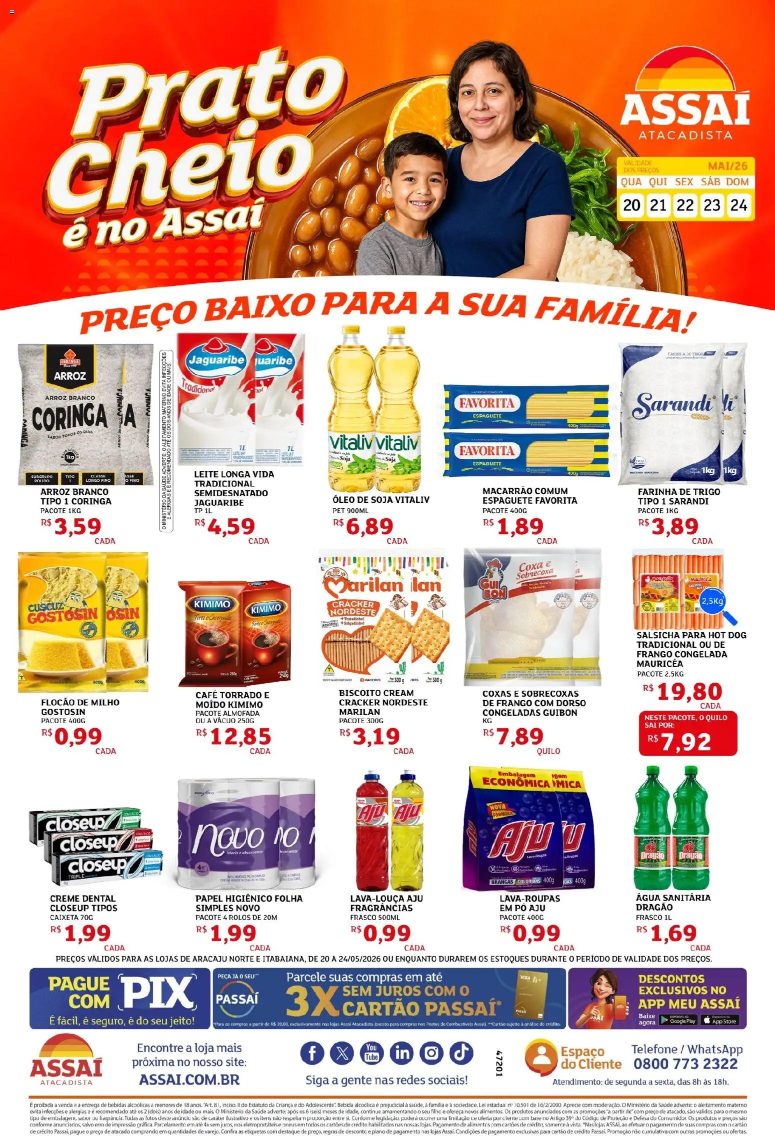 Assaí Atacadista Folheto - válido de 20.05.2026 | Página: 1 | Produtos: Espaguete, Pó, Salsicha, Telefone