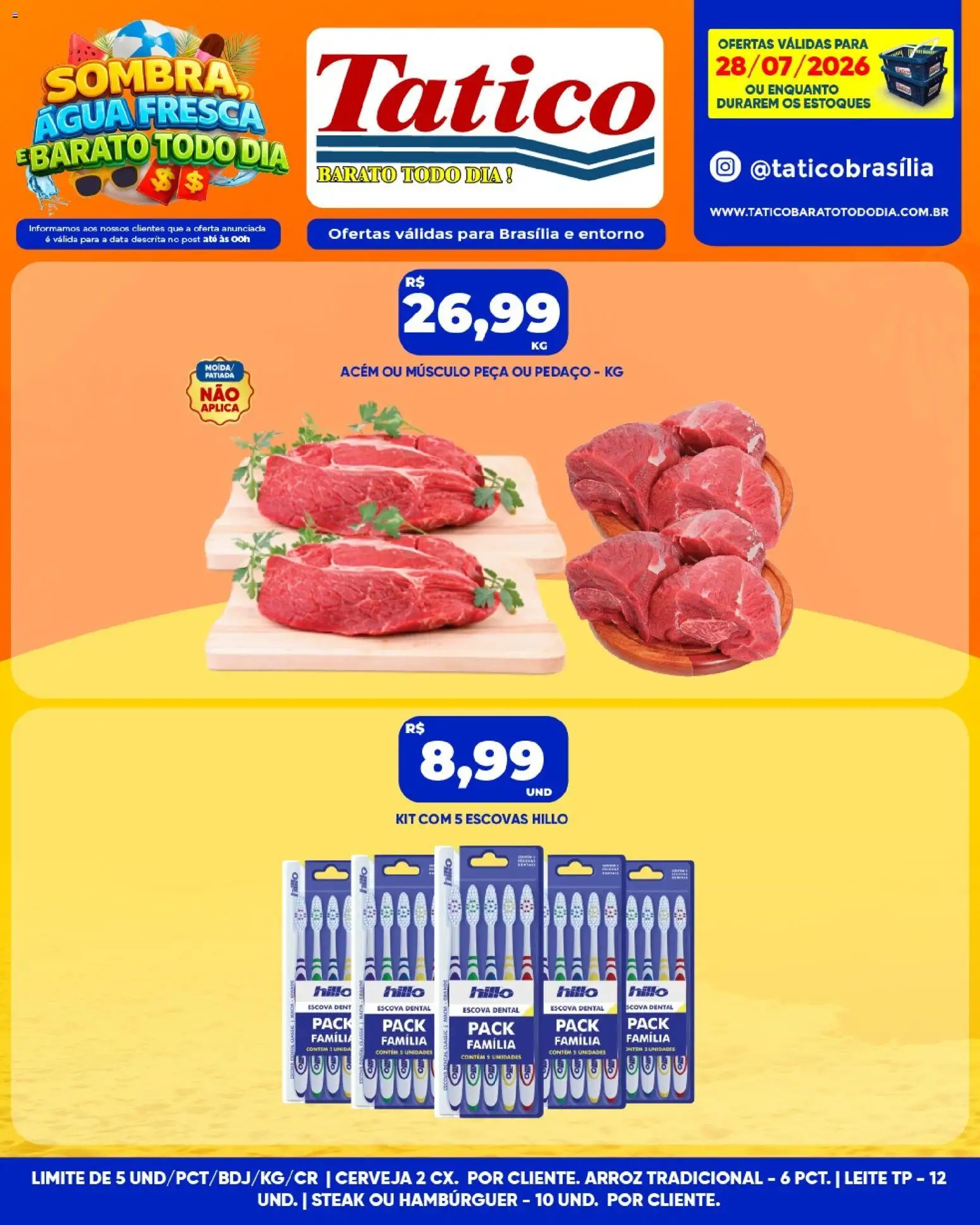 Tatico Folheto - válido de 29/07/2026 | Página: 31 | Produtos: Escova, Acém, Leite, Hambúrguer