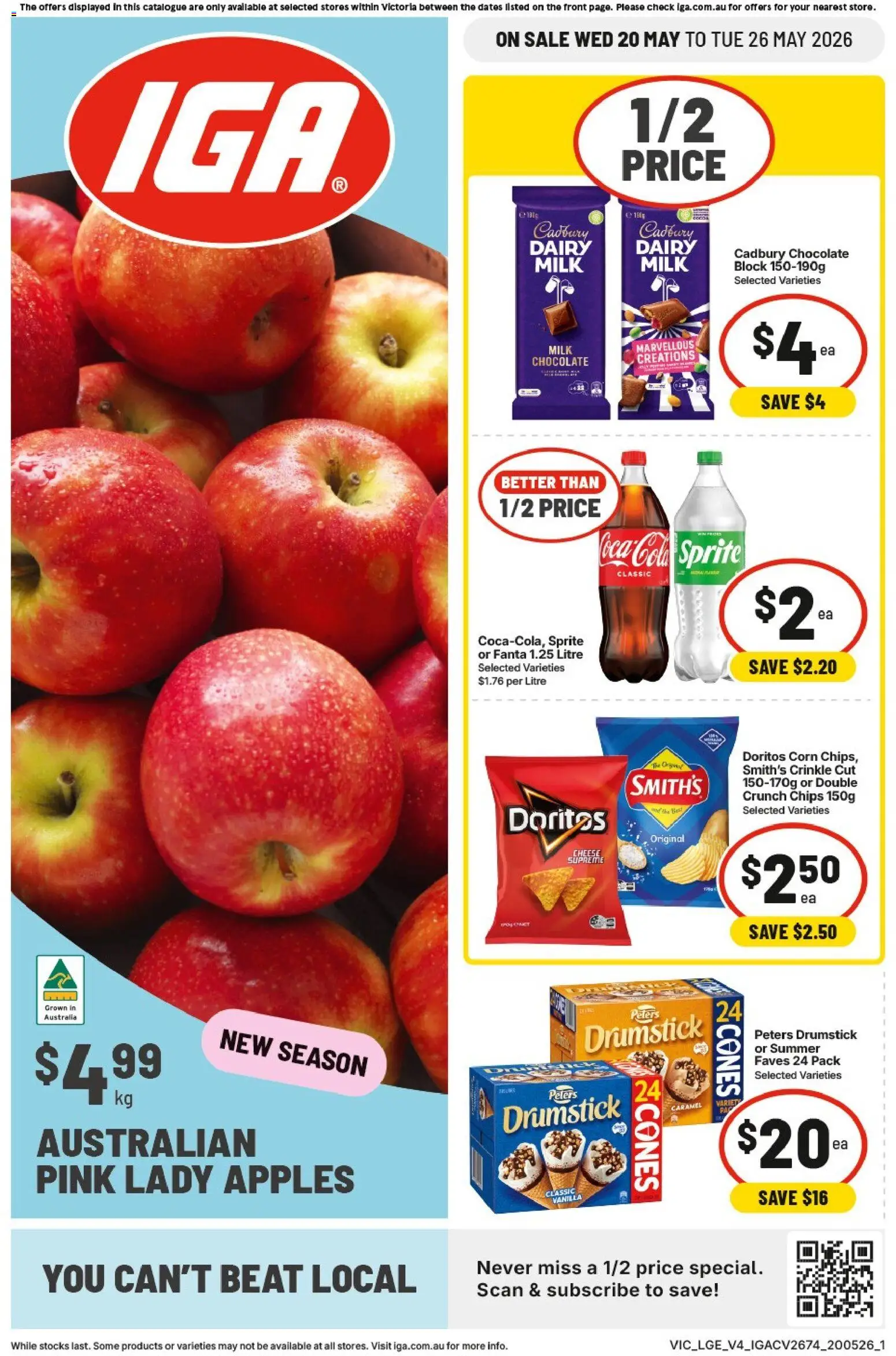 IGA catalogue - valid from 20.05.2026 | Page: 3 | Products: Milk, Dairy, Apples, Chips