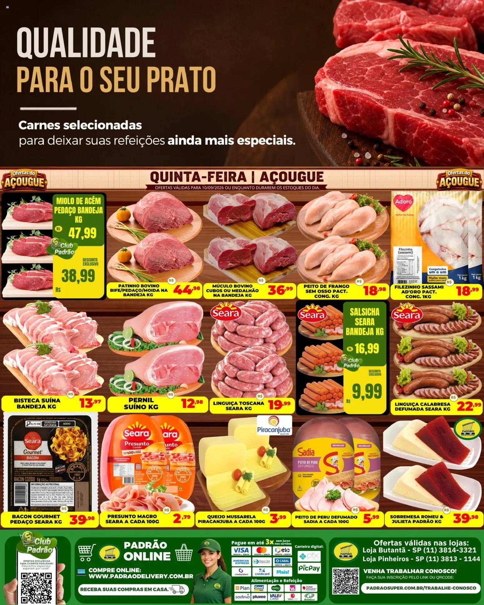 Supermercado Padrão Folheto - válido de 10/09/2026 | Página: 1 | Produtos: Pernil, Faca, Mussarela, Peito de frango