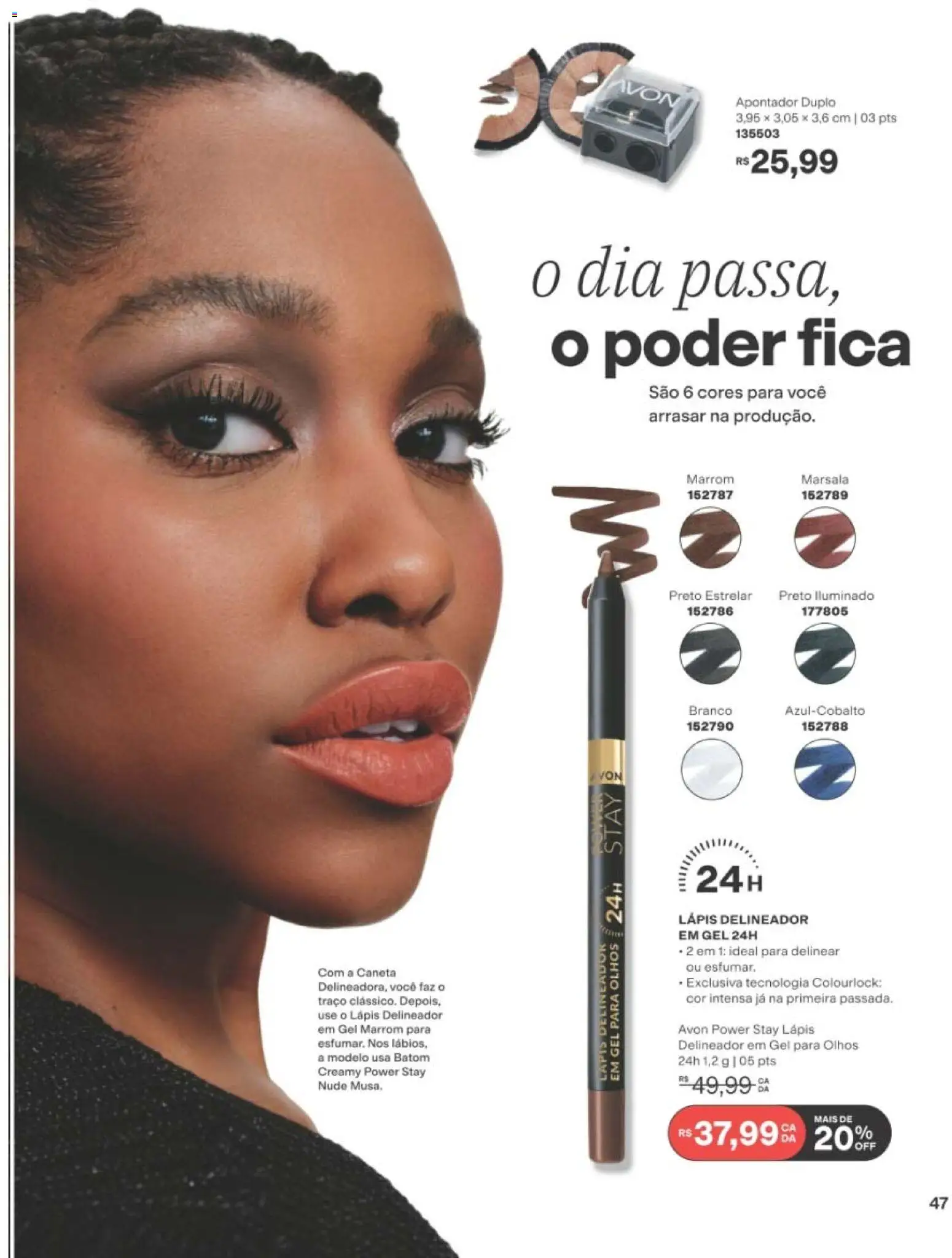 Avon Folheto - válido de 10/08/2026 | Página: 47 | Produtos: Delineador, Batom, Lápis, Caneta