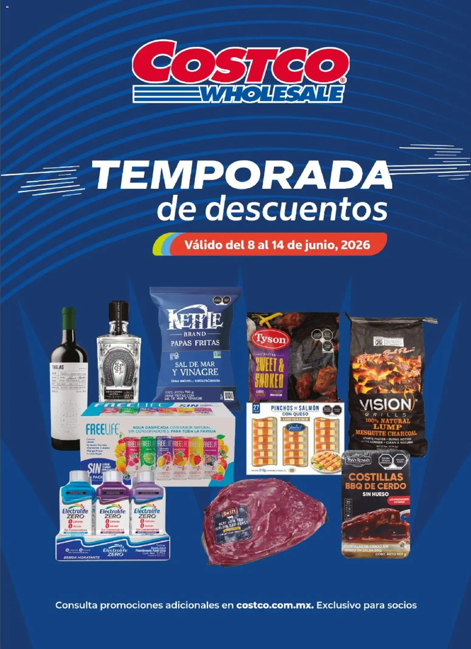 Nuevas ofertas de Costco válidas en toda la República Mexicana desde el 08.06.2026. ¡Encuentra las mejores ofertas en Costco catálogo! | Página: 1 | Productos: Vinagre, Queso, Papas fritas, Top