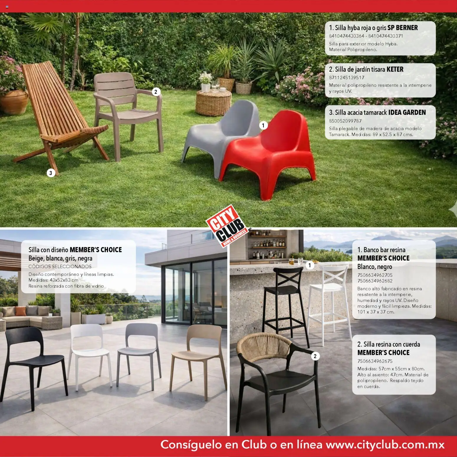 Nuevas ofertas de City Club válidas en toda la República Mexicana desde el 13.03.2026. ¡Encuentra las mejores ofertas en City Club Catálogo de muebles! | Página: 7 | Productos: Cuerda, Silla, Silla de jardín, Banco