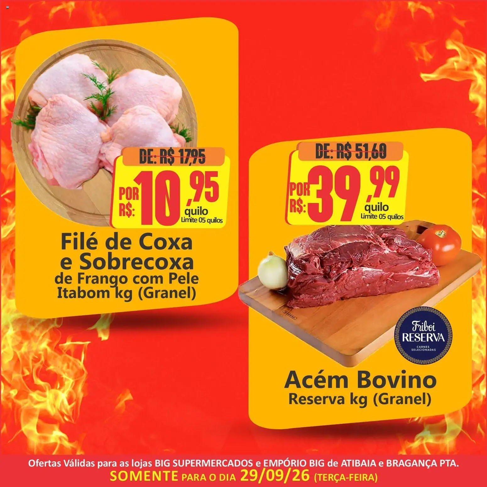 Big Supermercados Folheto - válido de 29/09/2026 | Página: 2 | Produtos: Sobrecoxa de frango, Acém, Frango