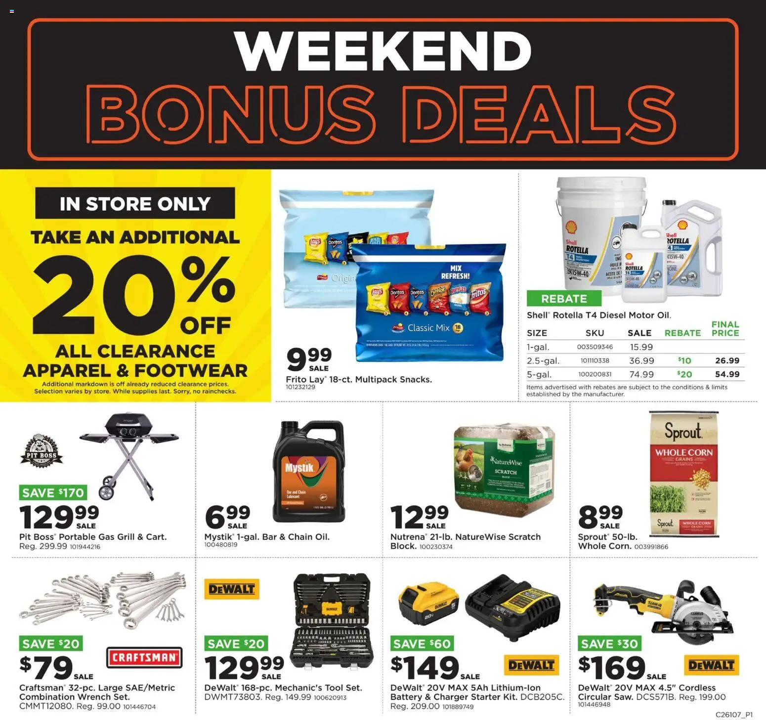 Mills Fleet Farm Weekend Bonus - valid from 05.03.2026 | Page: 1 | Products: Corn, Battery, Starter, Grill