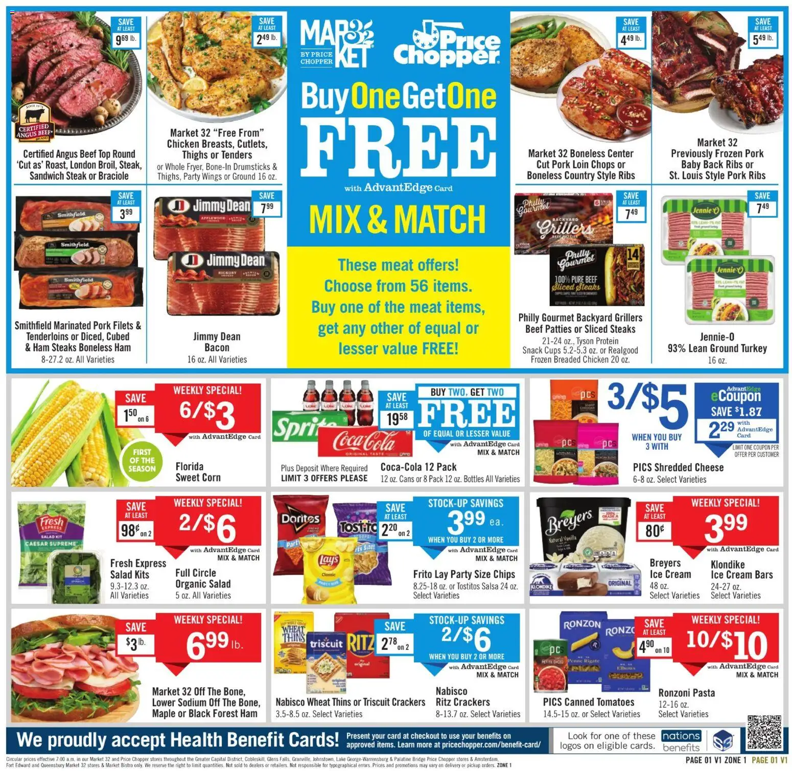 Price Chopper Weekly Ad - valid from 03.05.2026 | Page: 1 | Products: Pork, Beef, Ice cream, Salad