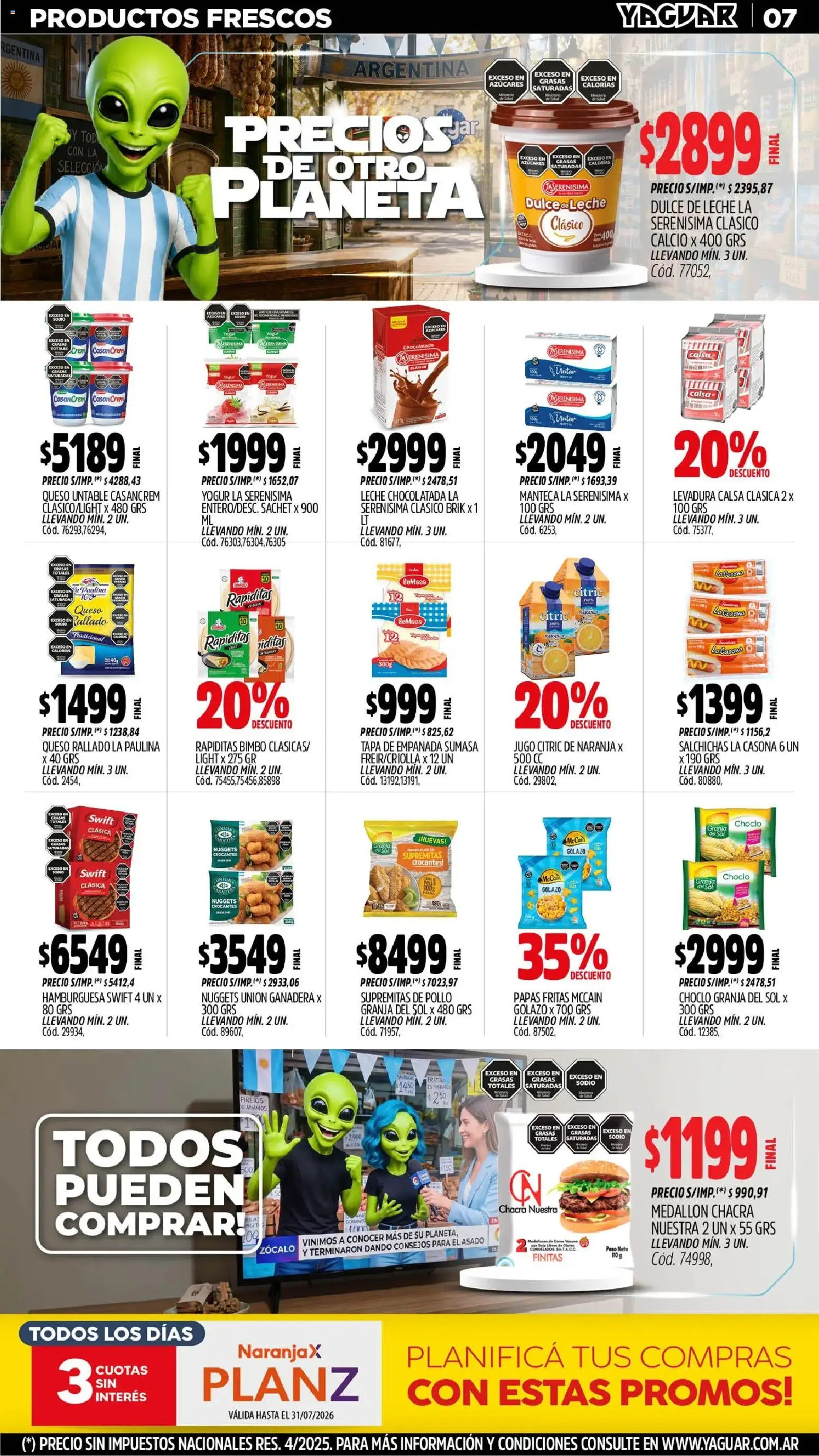 Yaguar - Oferta Semanal Neuquen │ válido desde el 29/06/2026 | Página: 8 | Productos: Zocalo, Pollo, Leche, Queso