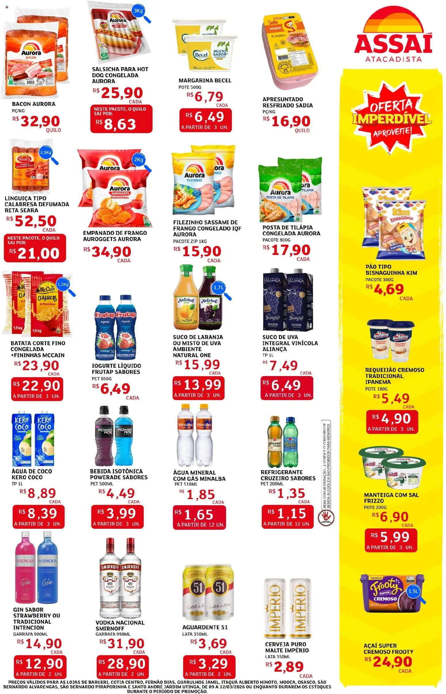 Assaí Atacadista Folheto - válido de 09.03.2026 | Página: 3 | Produtos: Água de coco, Aliança, Pão, Tilápia