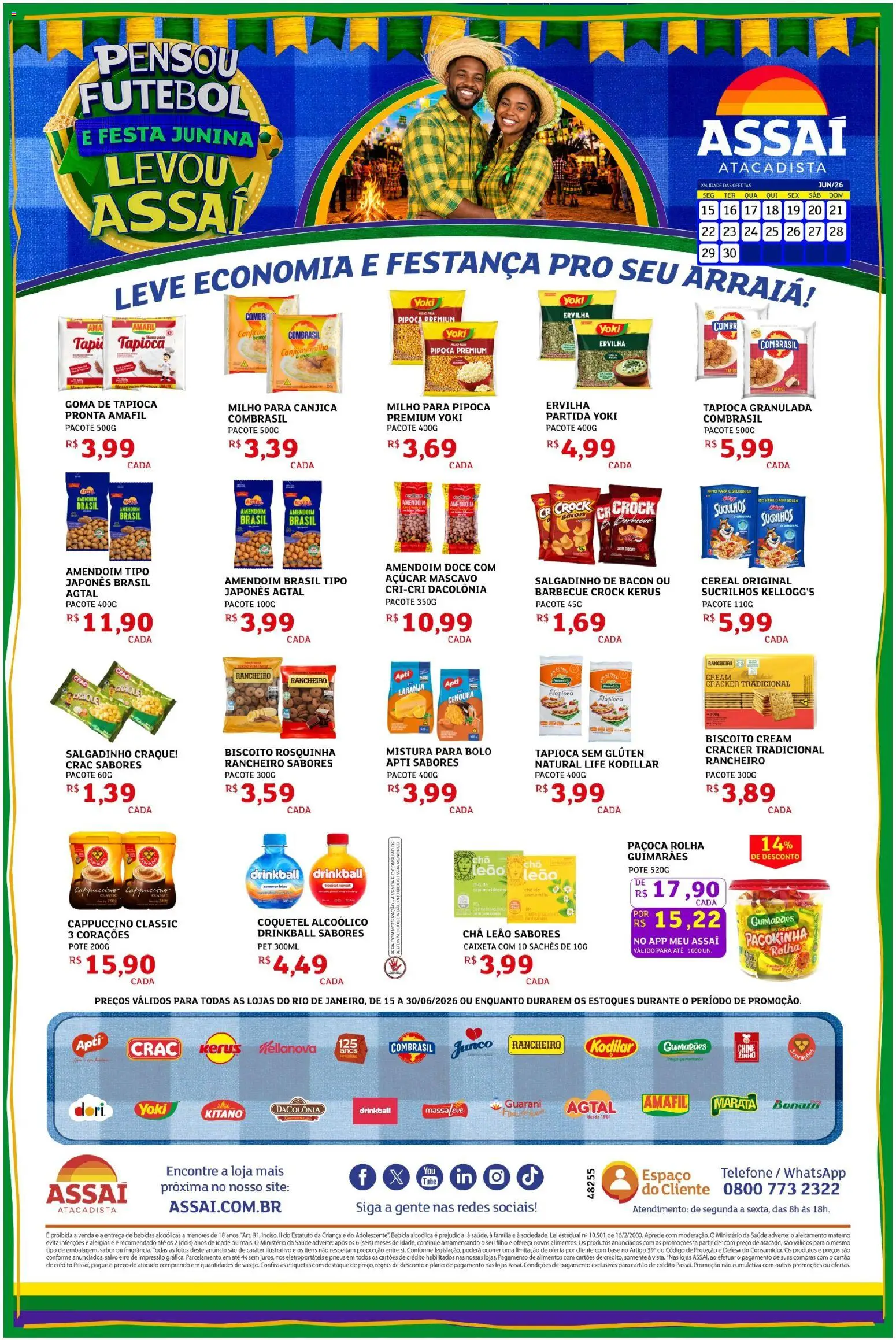 Assaí Atacadista Folheto - válido de 15.06.2026 | Página: 1 | Produtos: Tapioca, Pneus, Bolo, Mistura para bolo
