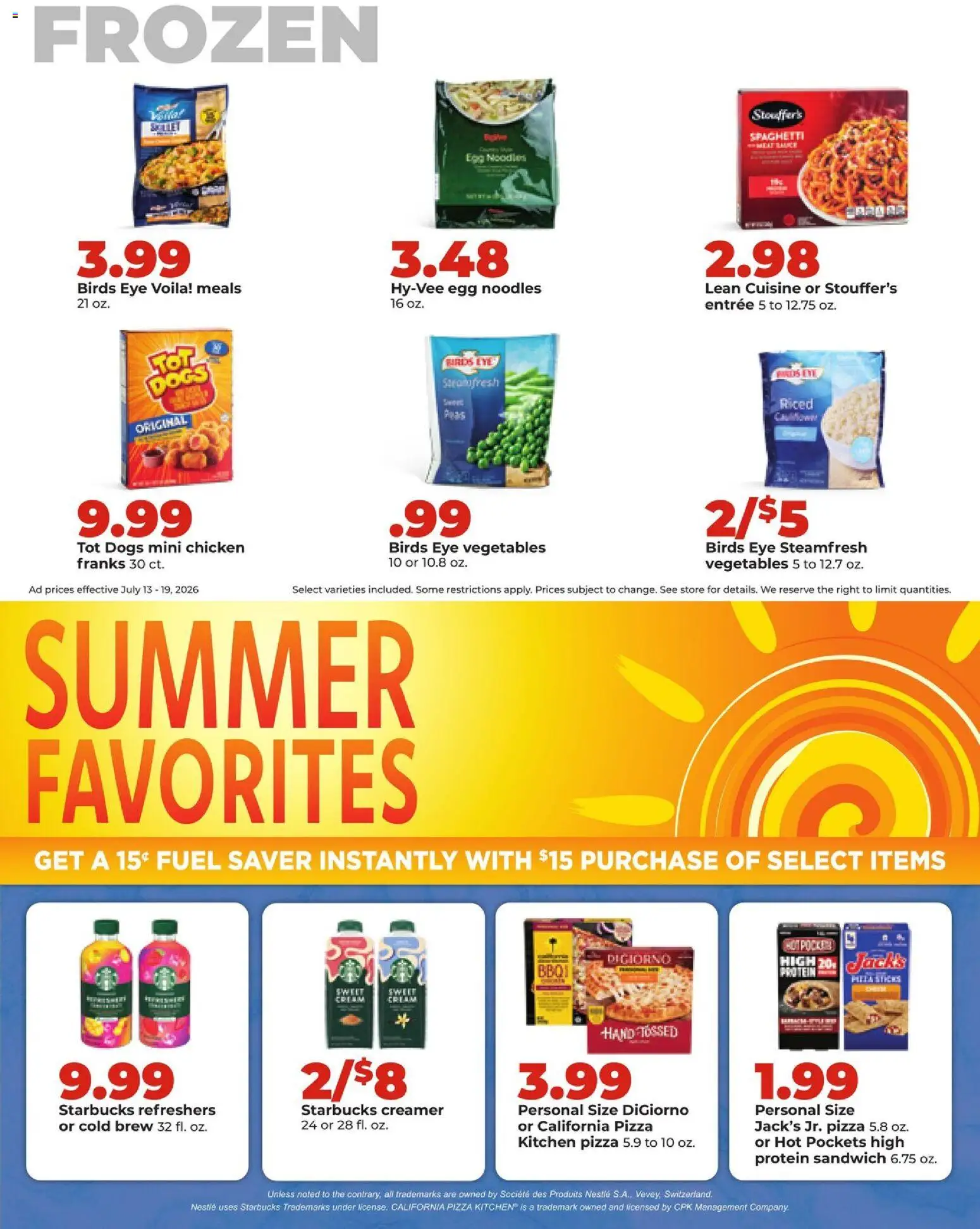 HyVee Weekly Ad - valid from 07/13/2026 | Page: 30 | Products: Pizza, Noodles, Vegetables