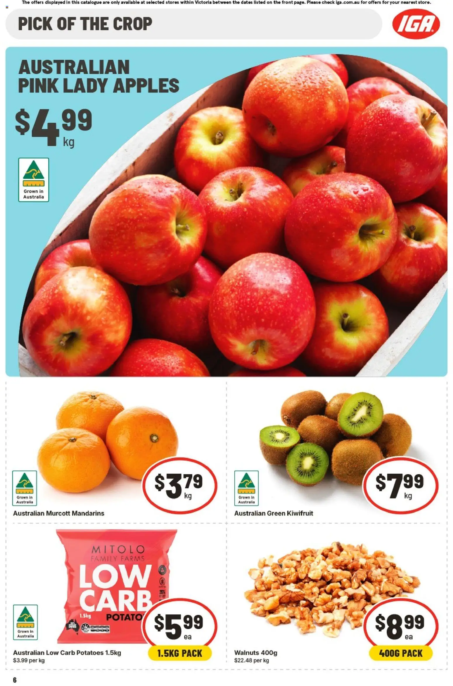 IGA catalogue - valid from 27/07/2026 | Page: 15 | Products: Apples, Kiwifruit, Mandarins, Potatoes