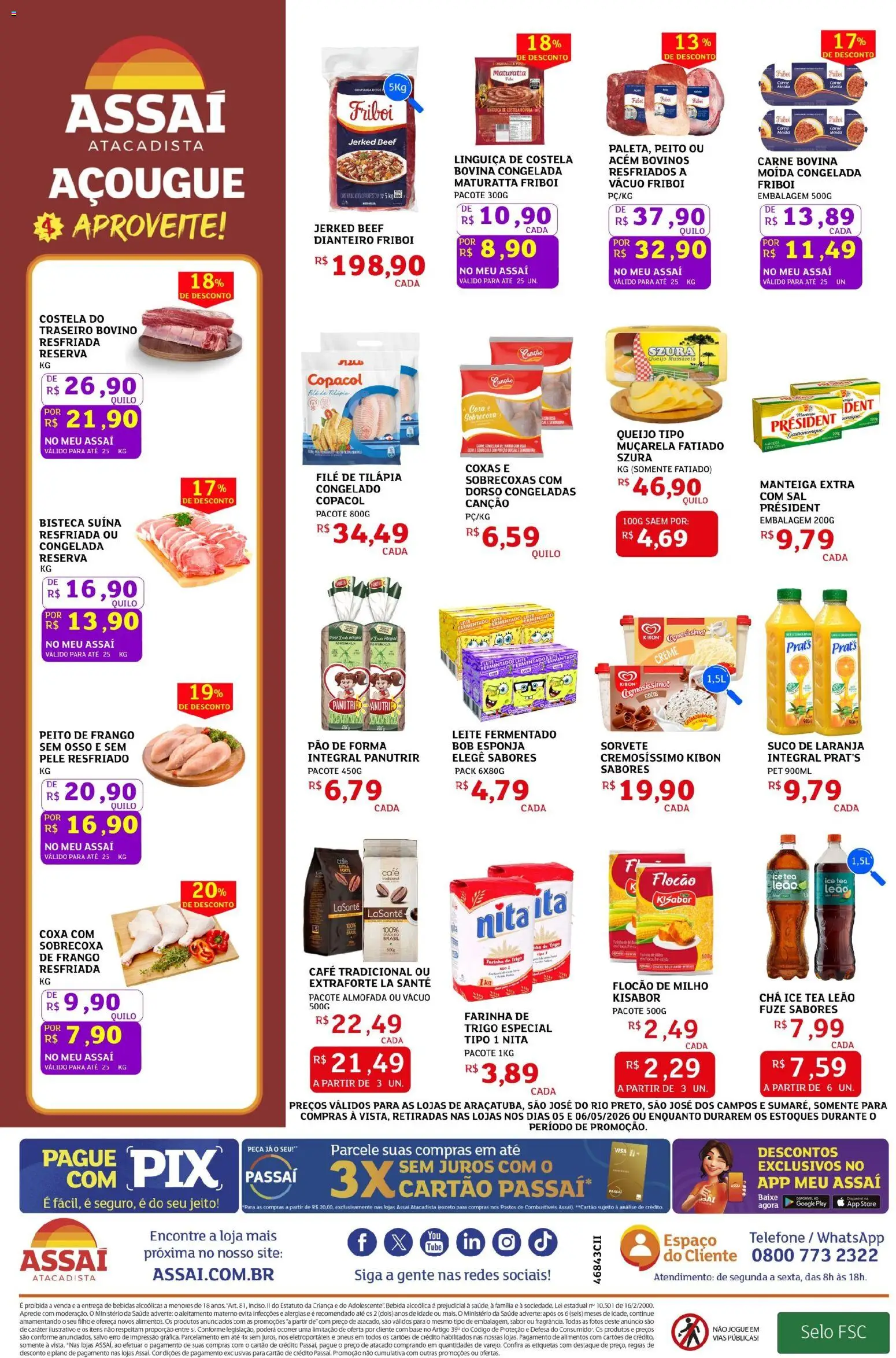 Assaí Atacadista Folheto - válido de 05.05.2026 | Página: 2 | Produtos: Farinha de trigo, Muçarela, Chá, Sal