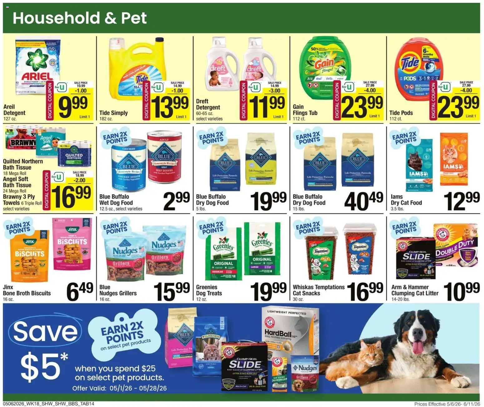 Shaw's Big Book of Savings - valid from 06.05.2026 | Page: 15 | Products: Dog Treats, Dog Food, Hammer, Detergent