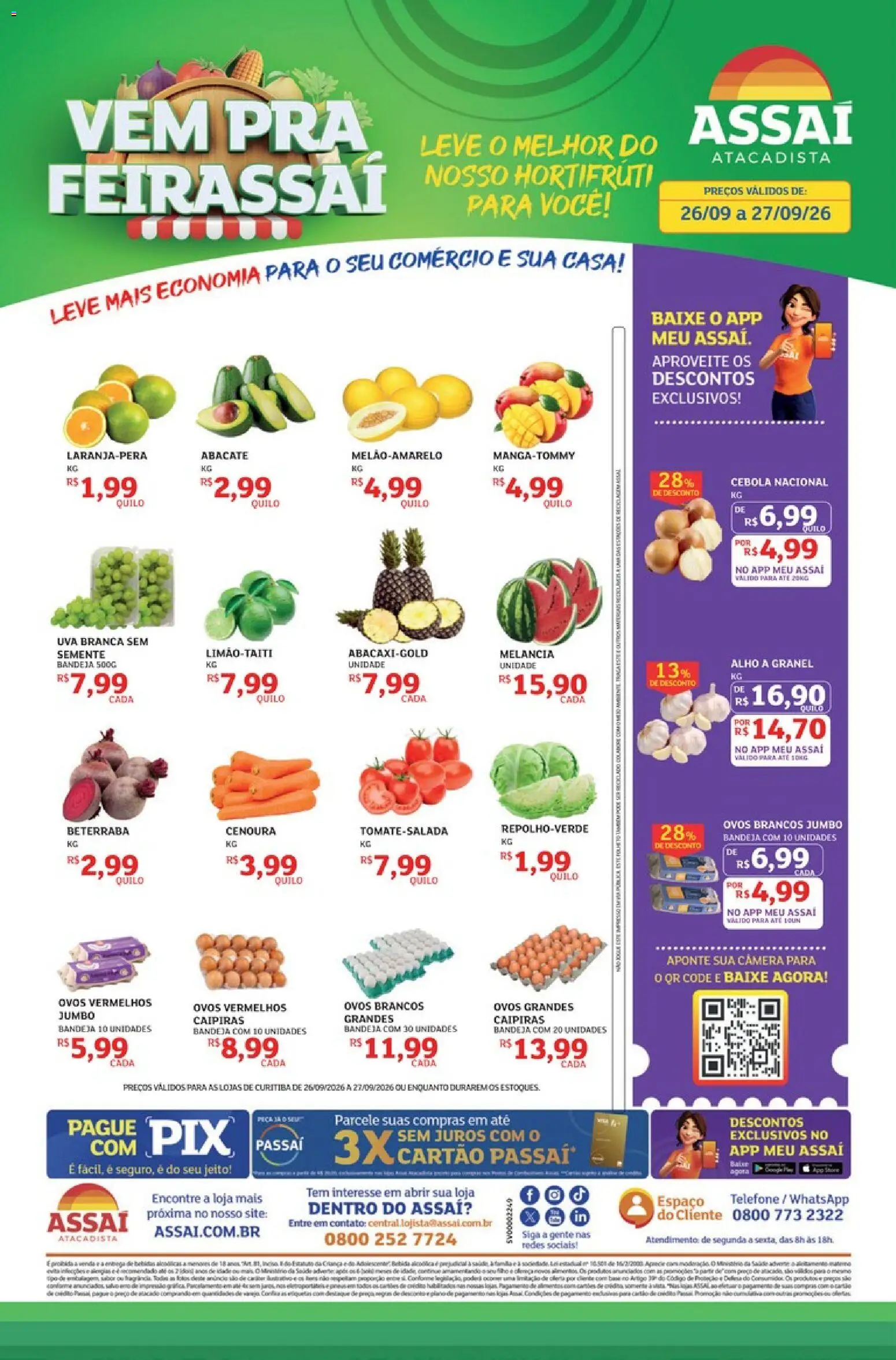 Assaí Atacadista Folheto - válido de 26/09/2026 | Página: 1 | Produtos: Melancia, Beterraba, Uva, Bandeja