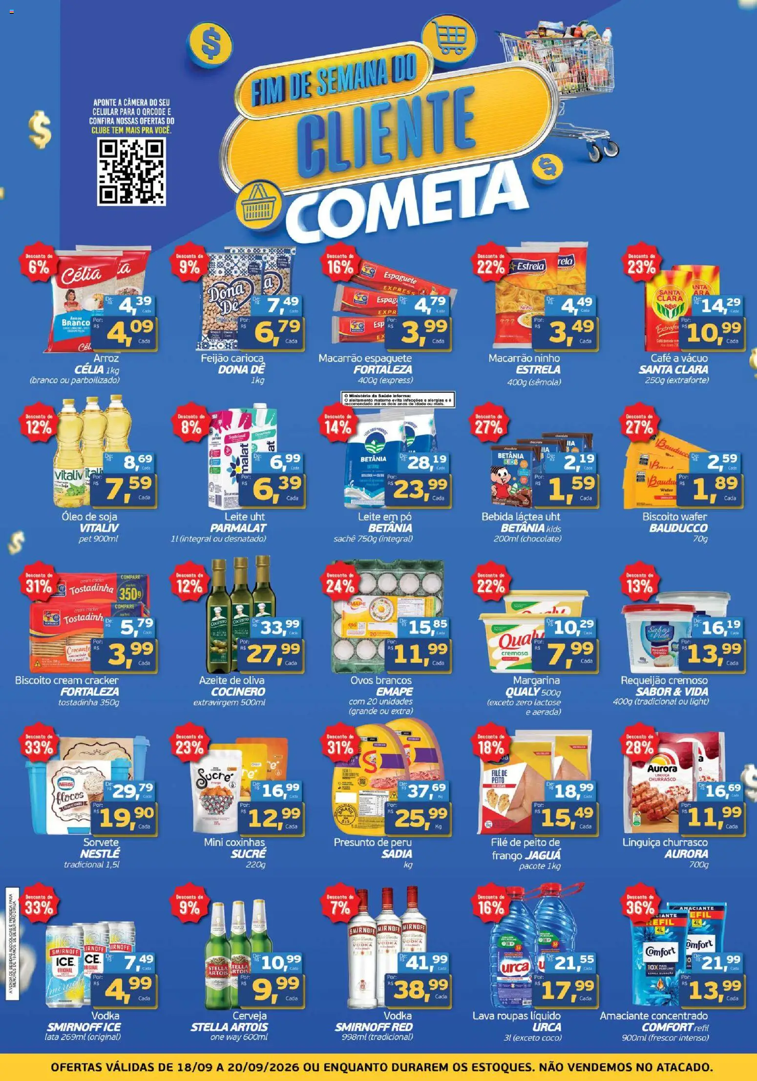 Cometa Supermercados Folheto - válido de 18/09/2026 | Página: 1 | Produtos: Espaguete, Bebidas, Cerveja, Sorvete