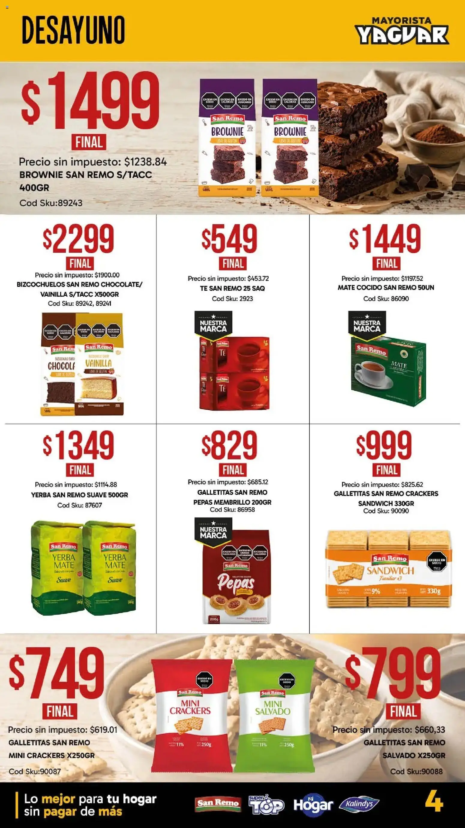 Yaguar - Nuestras marcas Parque Chacabuco │ válido desde el 31/08/2026 | Página: 4 | Productos: Top, Mate, Galletitas, Té