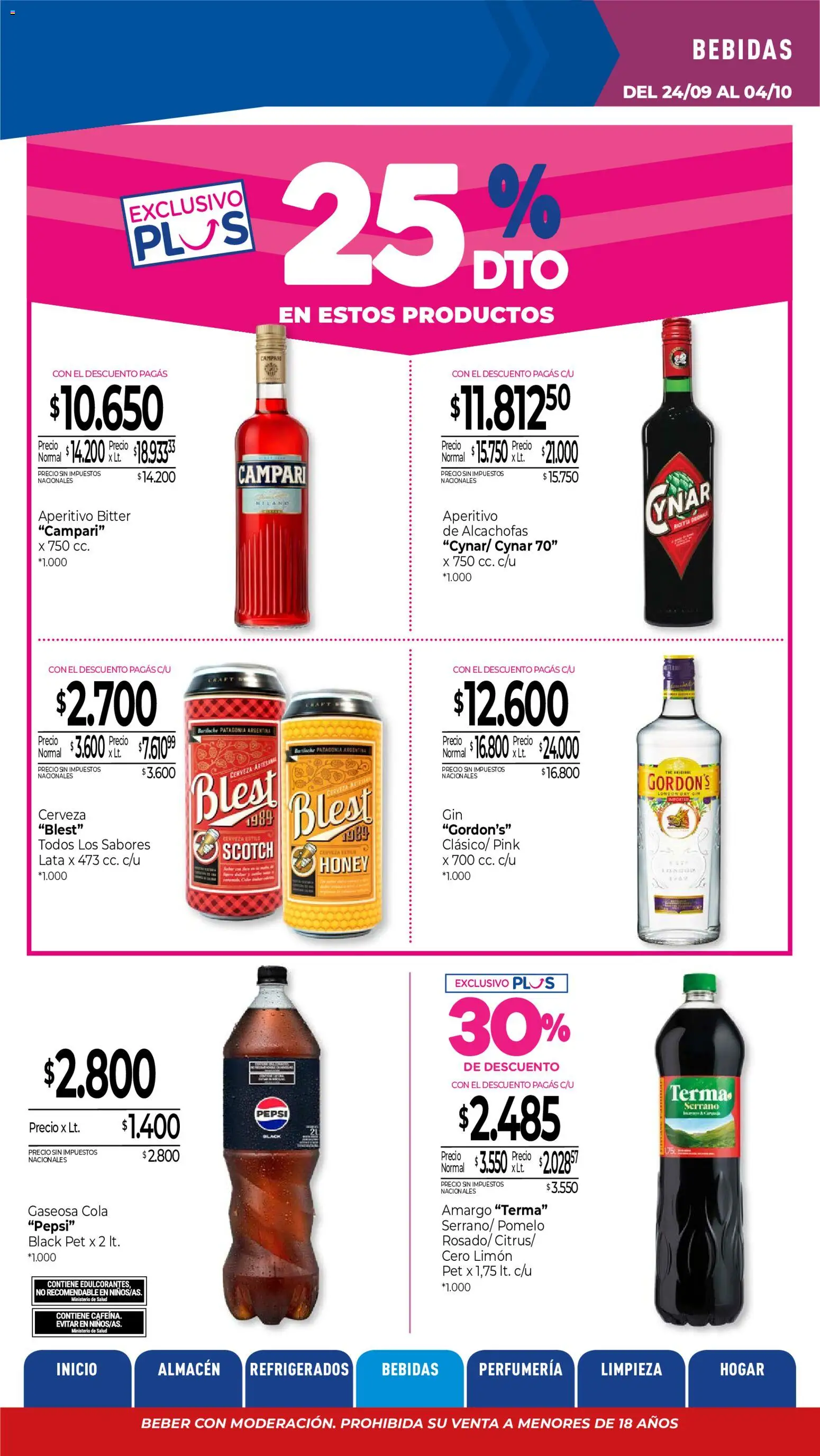 La Anonima catálogo │ válido desde el 24/09/2026 | Página: 22 | Productos: Campari, Bebidas, Limón, Cerveza