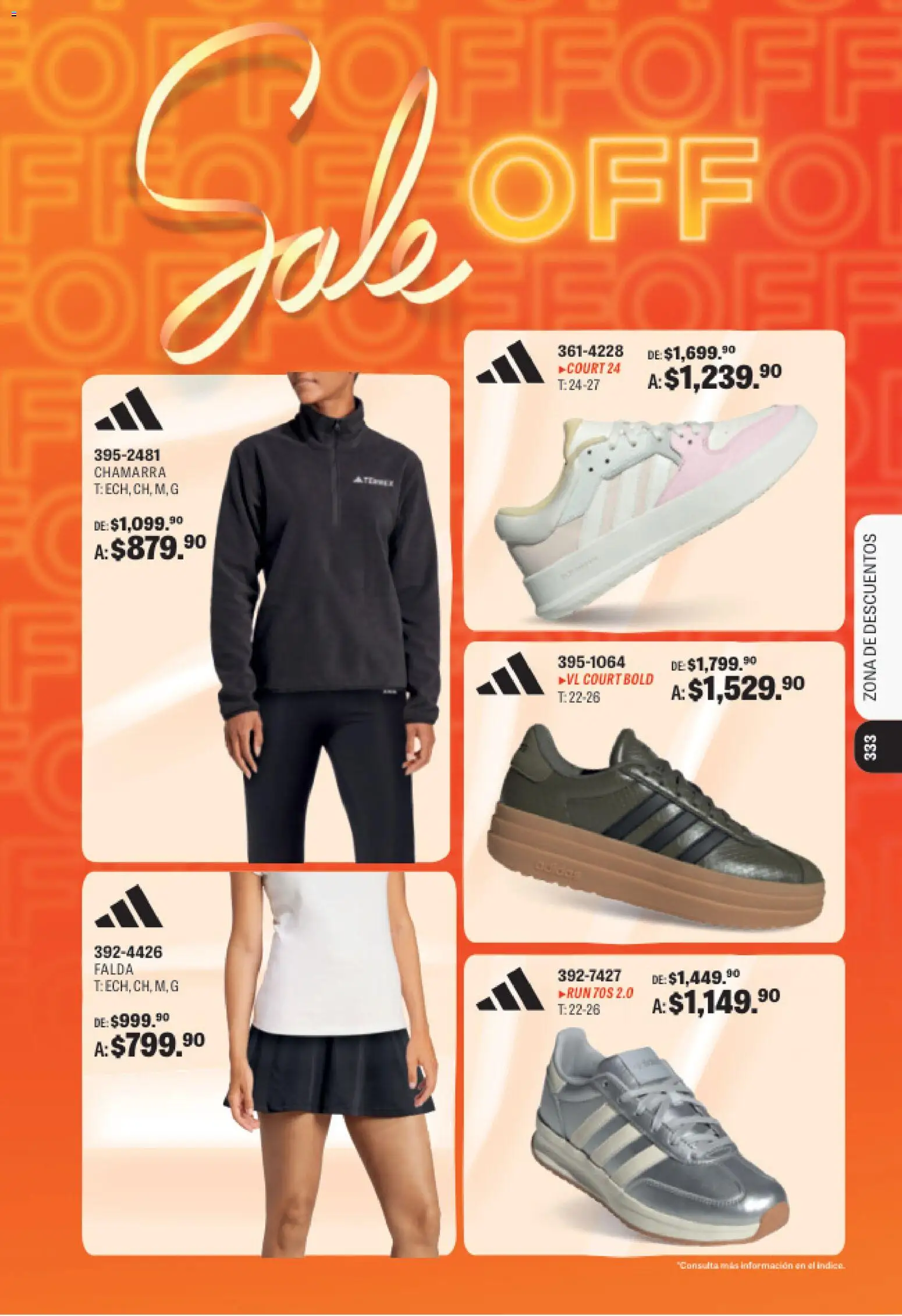 Nuevas ofertas de Andrea válidas en toda la República Mexicana desde el 09/08/2026. ¡Encuentra las mejores ofertas en Andrea catálogo Deportivo Completo! | Página: 333 | Productos: Chamarra, Falda