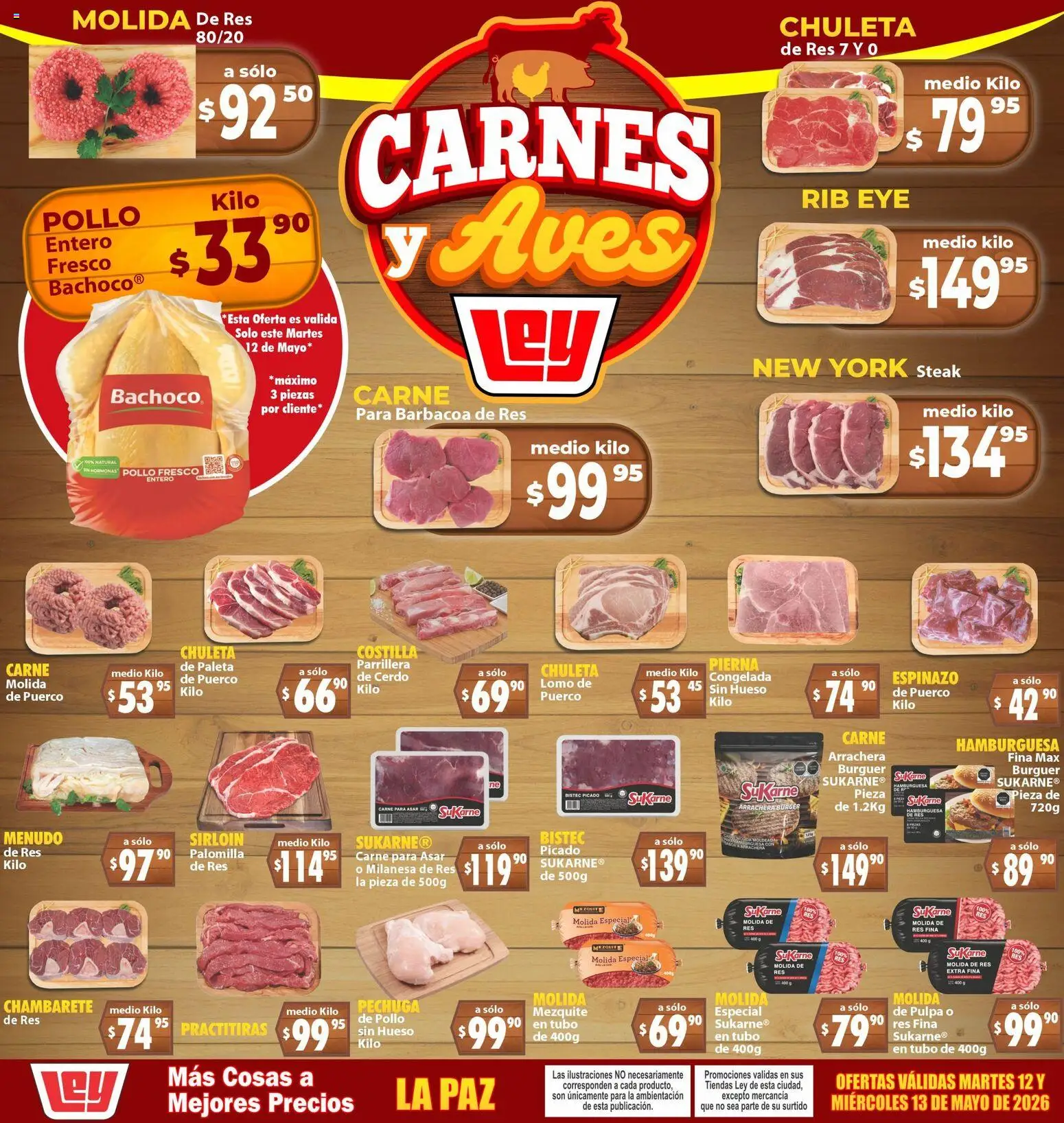 Nuevas ofertas de Casa Ley válidas en toda la República Mexicana desde el 12.05.2026. ¡Encuentra las mejores ofertas en Casa Ley folleto Carnes y Aves La Paz! | Página: 1