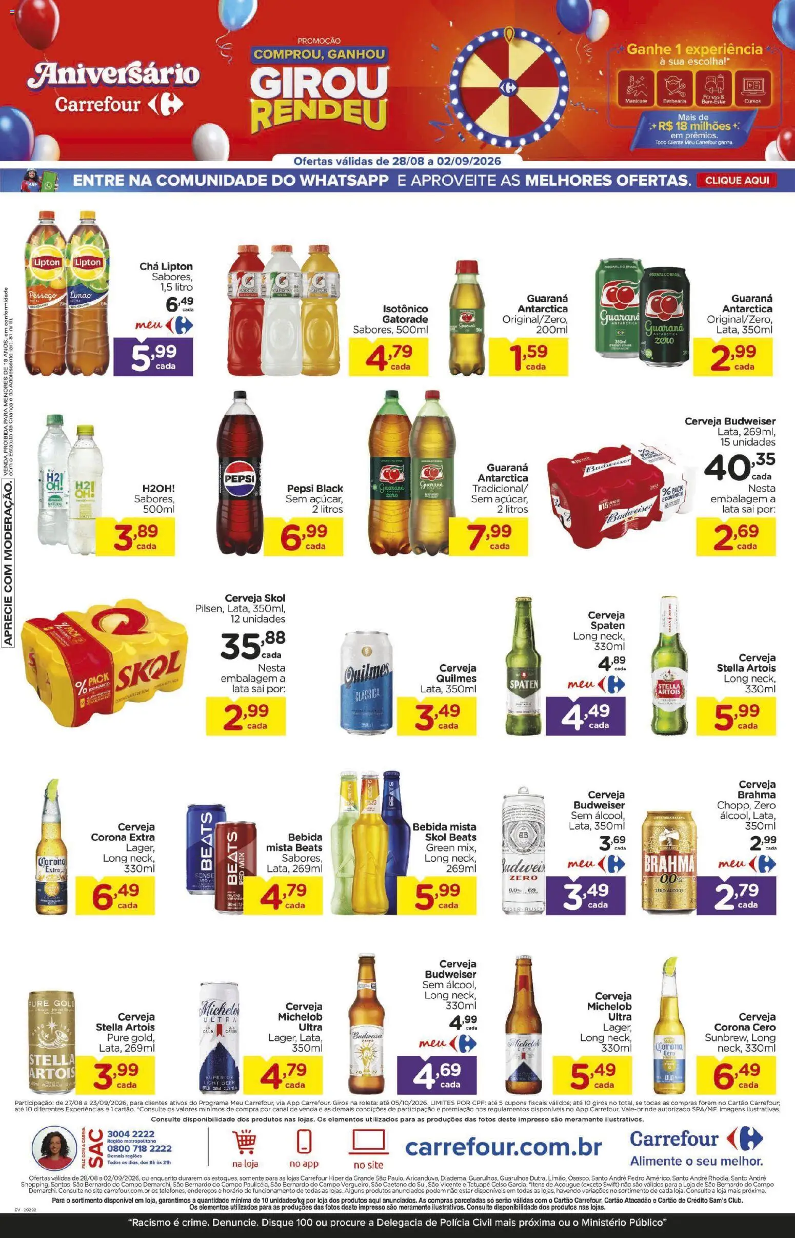 Carrefour Folheto - válido de 28/08/2026 | Página: 6 | Produtos: Pêssego, Álcool, Chá, Bebida
