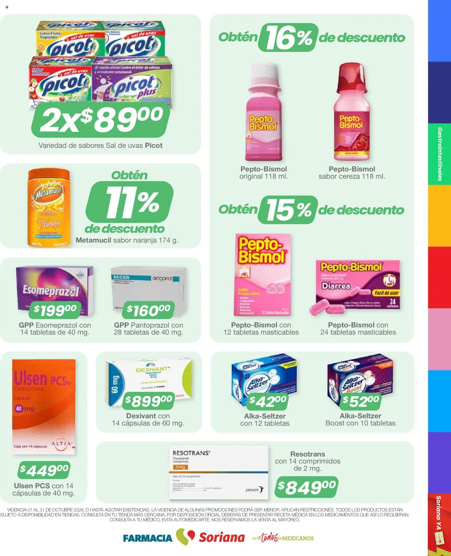 Nuevas ofertas de Soriana válidas en toda la República Mexicana desde el 01/10/2026. ¡Encuentra las mejores ofertas en Soriana Mercado - Folleto Farmacia! | Página: 14