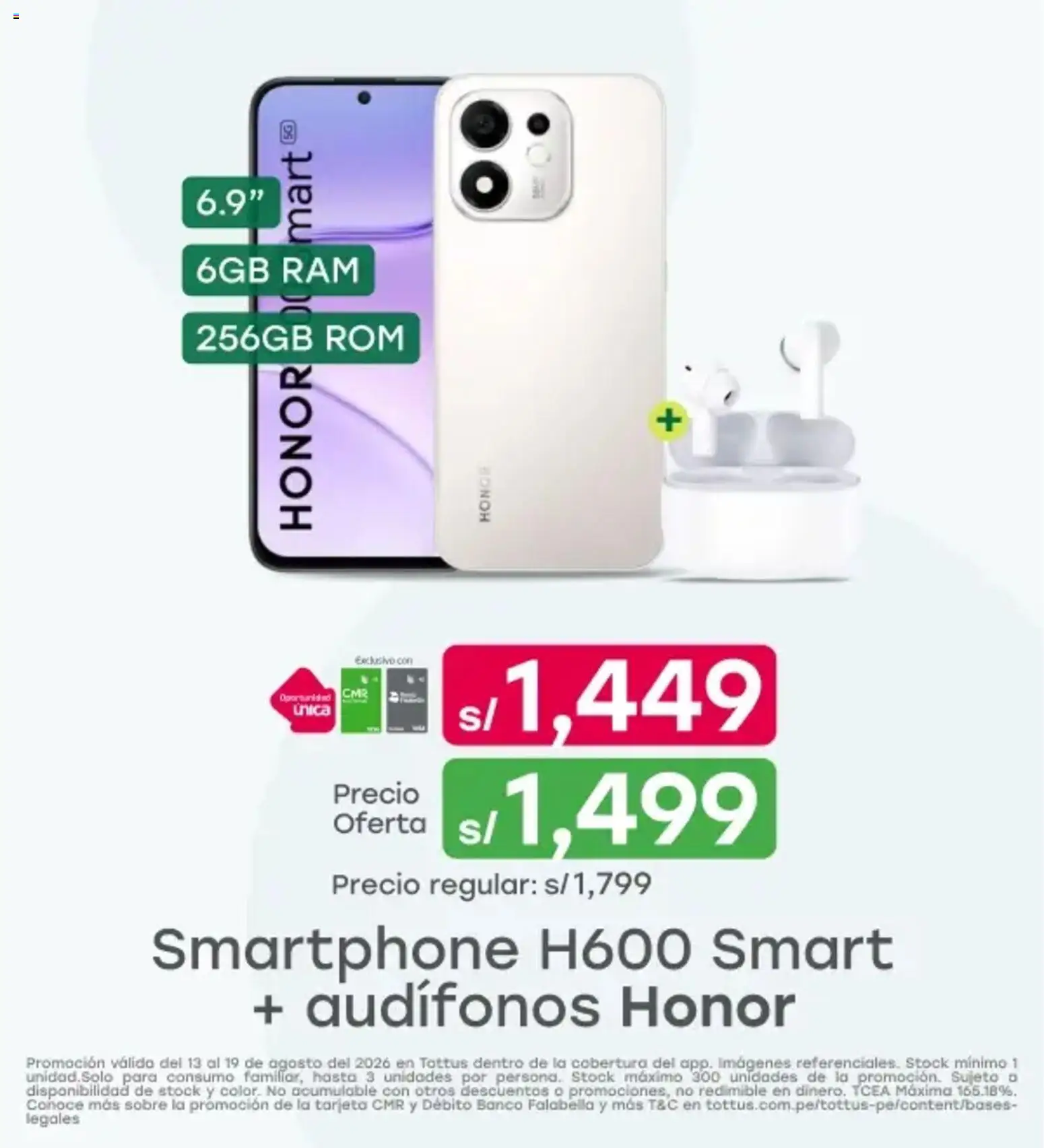 Catálogo Tottus válido desde 13/08/2026 | Página: 5 | Productos: Smartphone, Audífonos