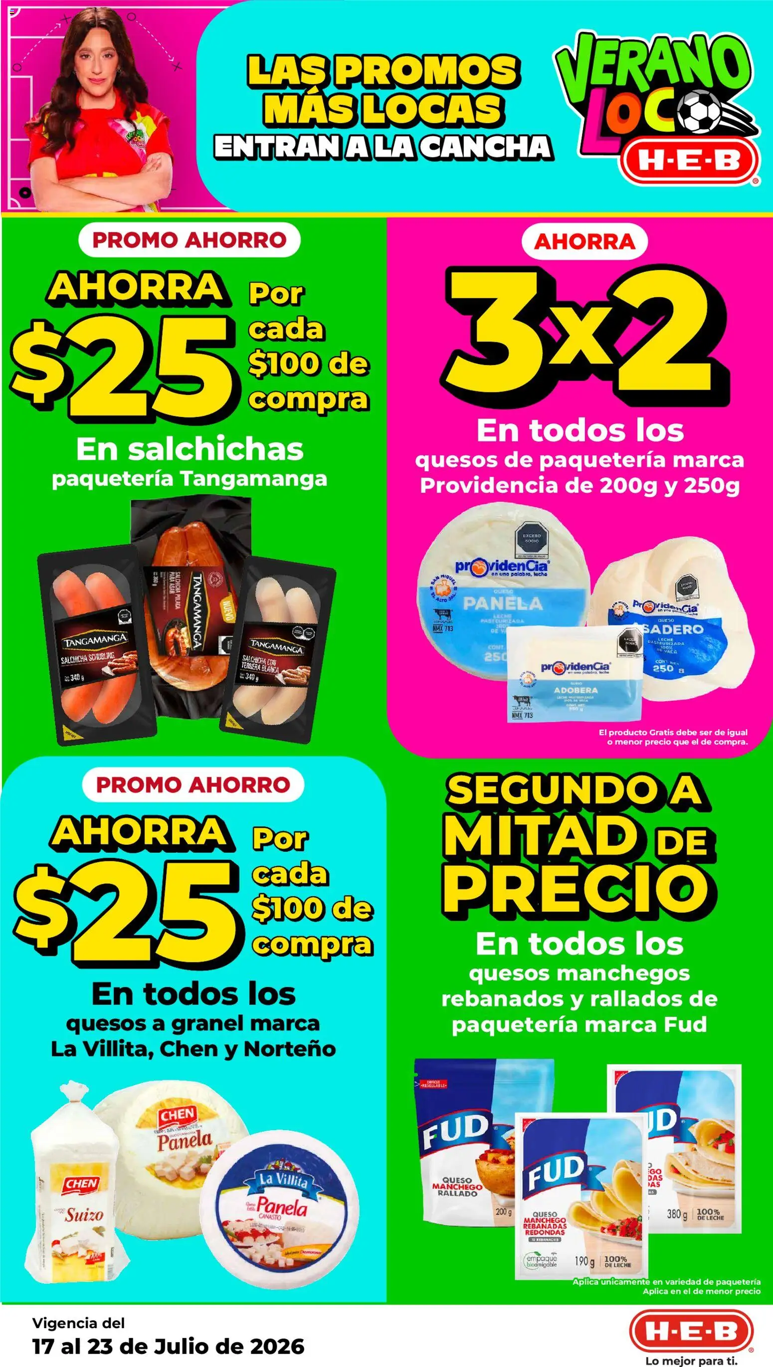 Nuevas ofertas de H-E-B válidas en toda la República Mexicana desde el 17/07/2026. ¡Encuentra las mejores ofertas en H-E-B folleto! | Página: 18 | Productos: Salchicha, Leche, Queso