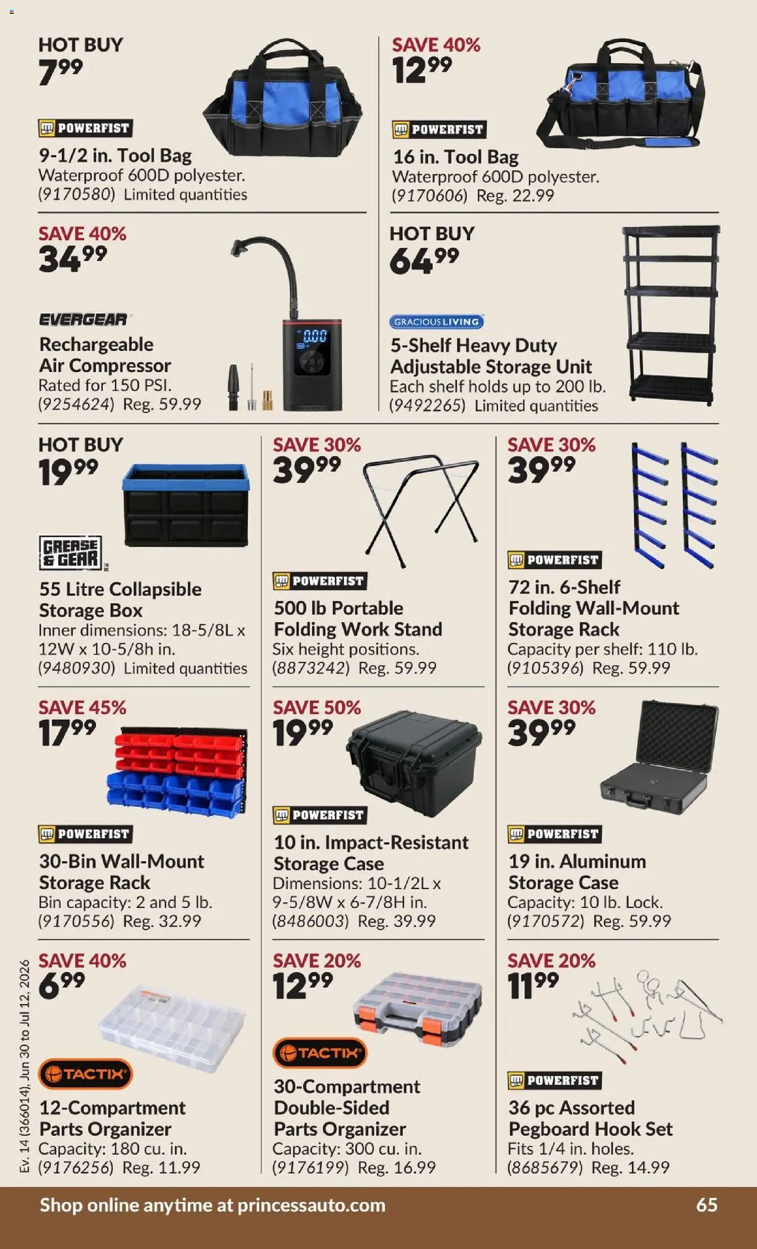 Princess Auto flyer valid from Jun 30, 2026 | Page: 70 | Products: PC, Bag, Shelf, Box