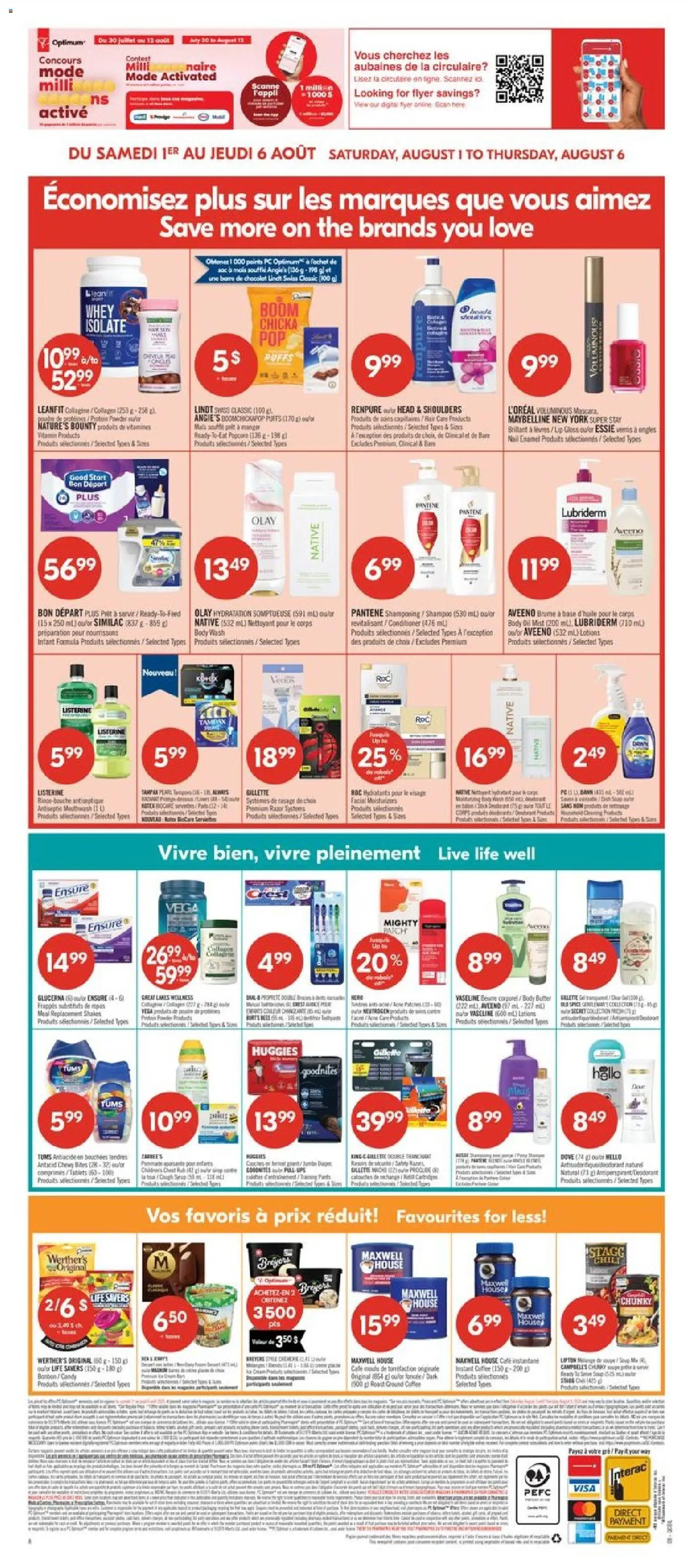 Pharmaprix flyer valid from Jul 31, 2026 | Page: 4 | Products: Lindt, Conditioner, Butter, Coffee