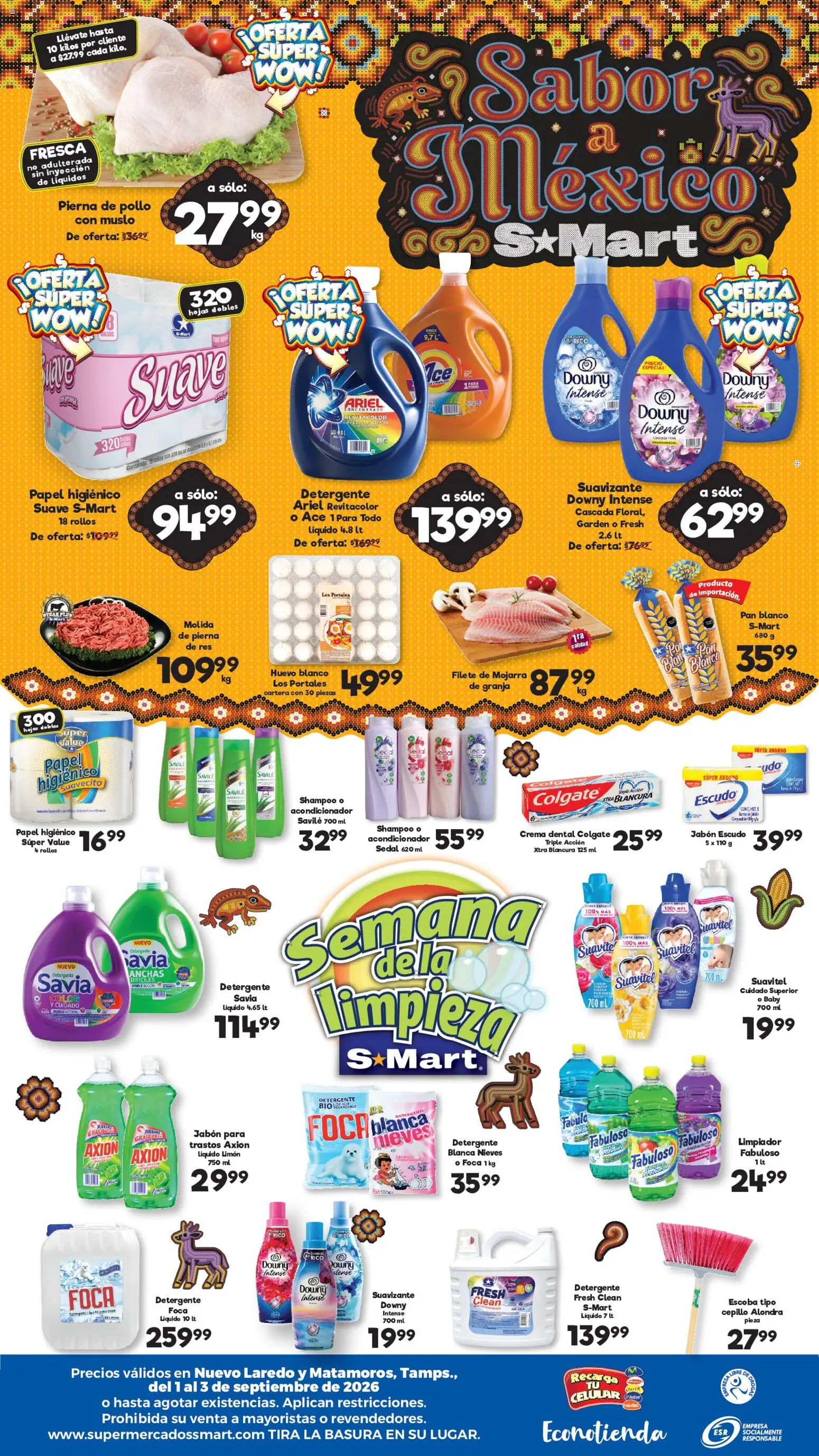 Nuevas ofertas de S-Mart válidas en toda la República Mexicana desde el 01/09/2026. ¡Encuentra las mejores ofertas en S-Mart folleto Nuevo Laredo! | Página: 2 | Productos: Filete, Cepillo, Limpiador, Jabón