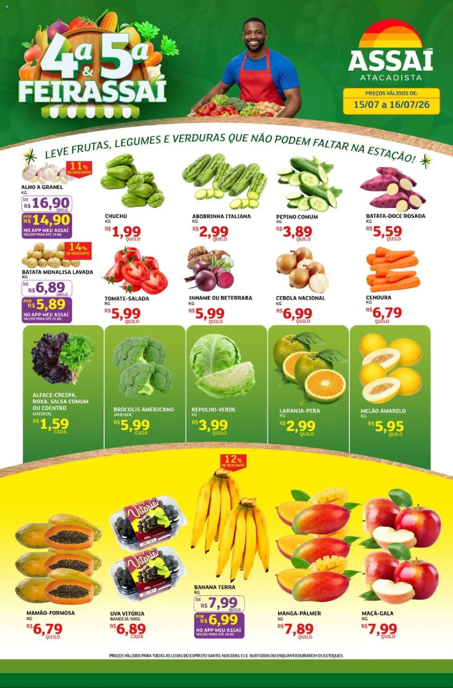Assaí Atacadista Folheto - válido de 15/07/2026 | Página: 1 | Produtos: Alho, Cenoura, Bandeja, Brócolis