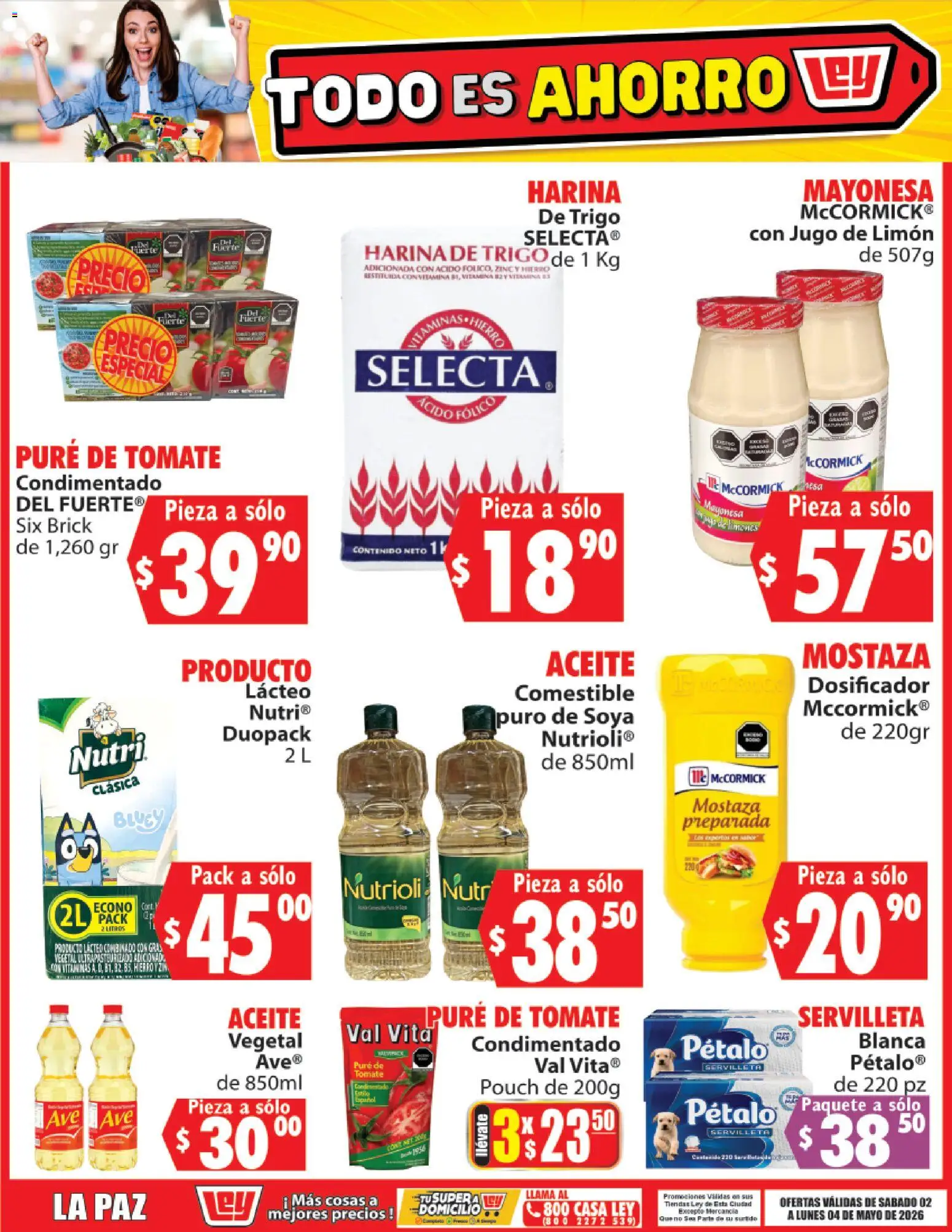 Nuevas ofertas de Casa Ley válidas en toda la República Mexicana desde el 02.05.2026. ¡Encuentra las mejores ofertas en Casa Ley folleto Todo es ahorro! | Página: 1 | Productos: Harina, Mayonesa, Mostaza, Jugo