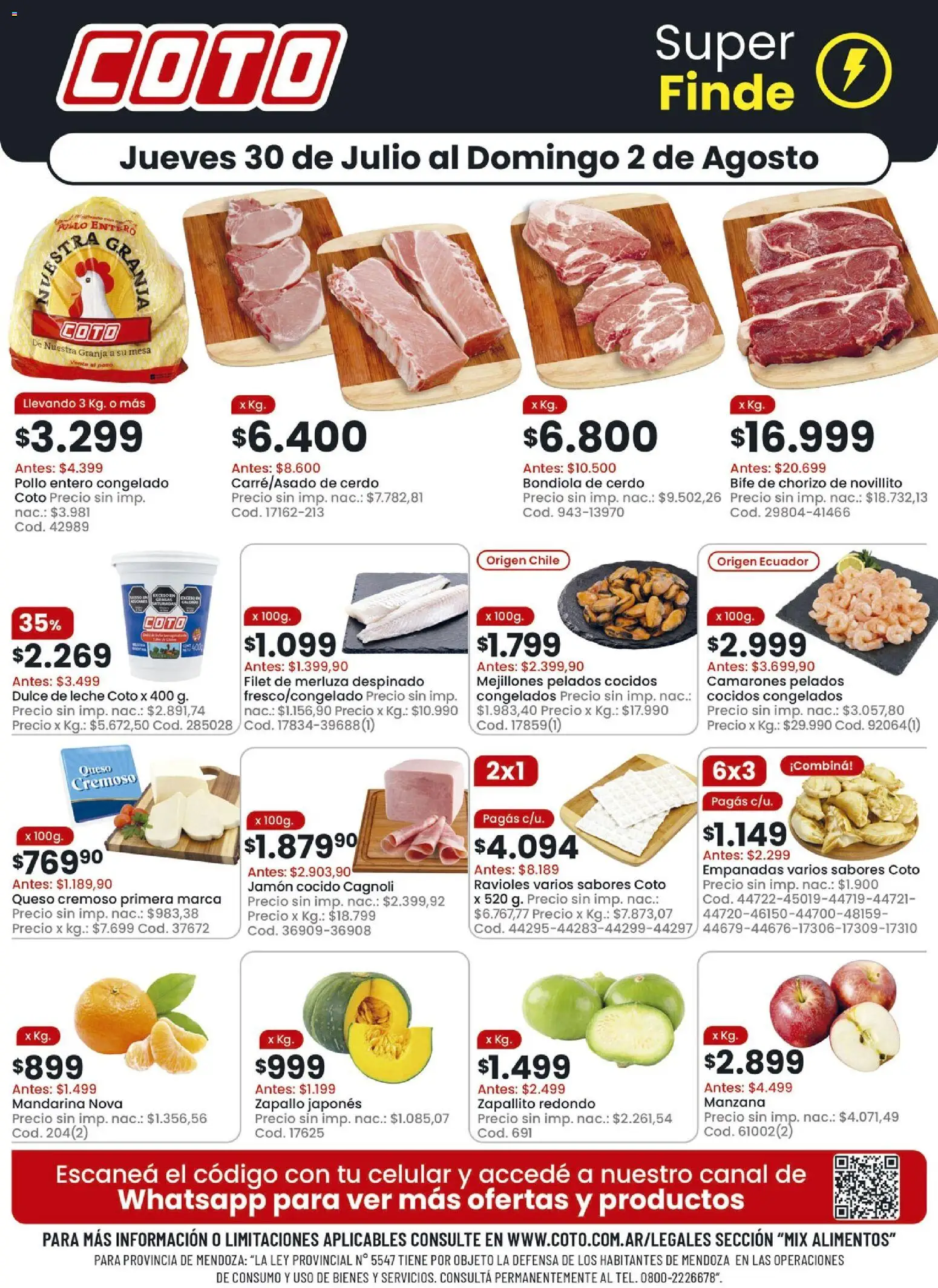 Coto - Mix │ válido desde el 30/07/2026 | Página: 1 | Productos: Pollo, Leche, Queso, Chorizo