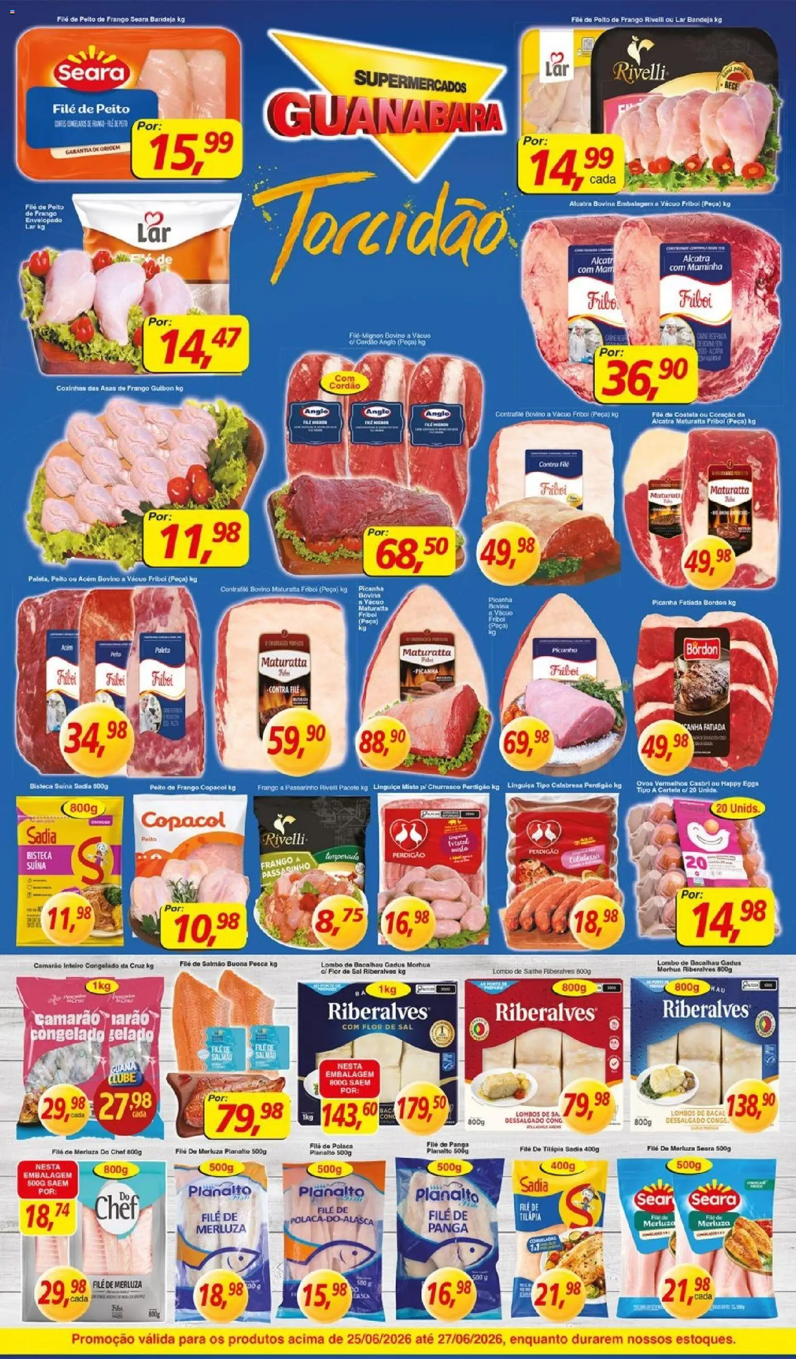 Supermercados Guanabara Folheto - válido de 25/06/2026 | Página: 9 | Produtos: Maminha, Picanha, Tilápia, Bandeja