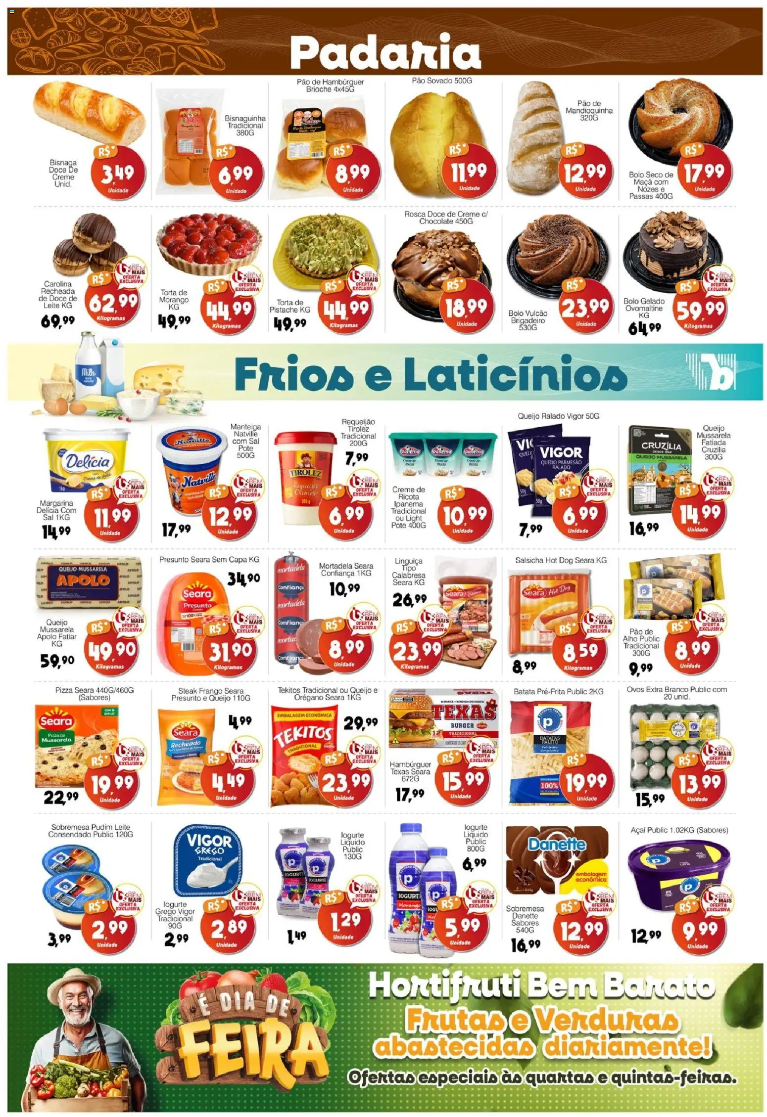 Supermercado Bem Barato Folheto - válido de 21.04.2026 | Página: 3 | Produtos: Mandioquinha, Ovos, Hambúrguer, Açaí