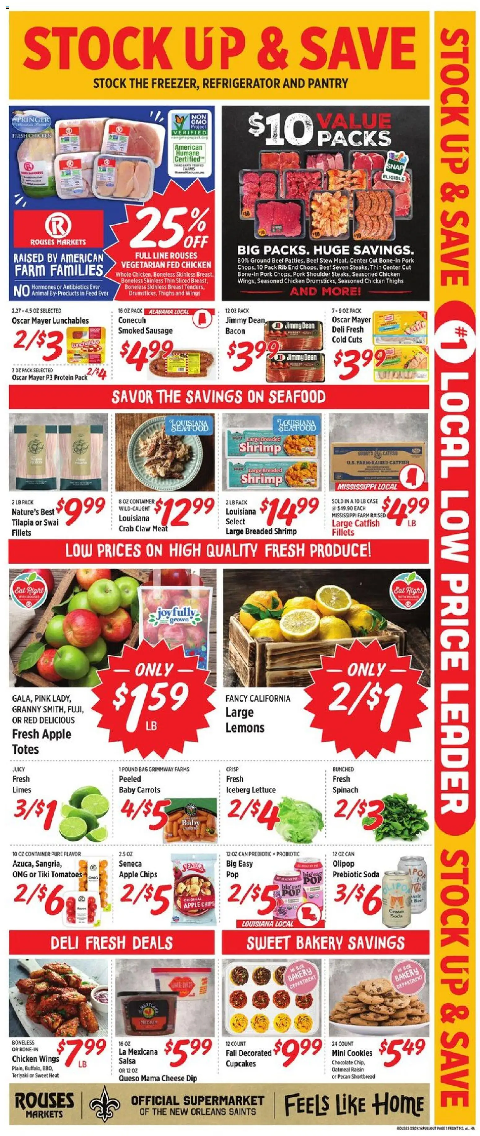 Rouses Weekly Ad - valid from 09/09/2026 | Page: 3 | Products: Cheese, Bacon, Seafood, Refrigerator