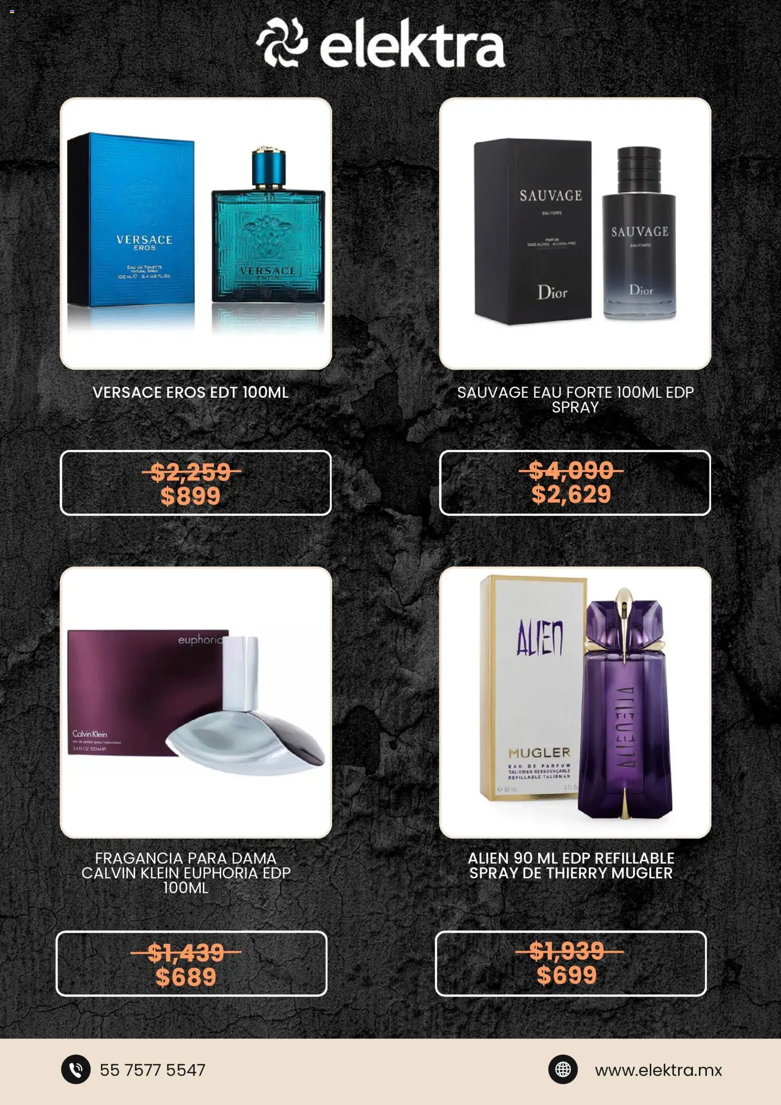 Nuevas ofertas de Elektra válidas en toda la República Mexicana desde el 25.05.2026. ¡Encuentra las mejores ofertas en Elektra Hot Sale! | Página: 3 | Productos: Fragancia, Eau de toilette