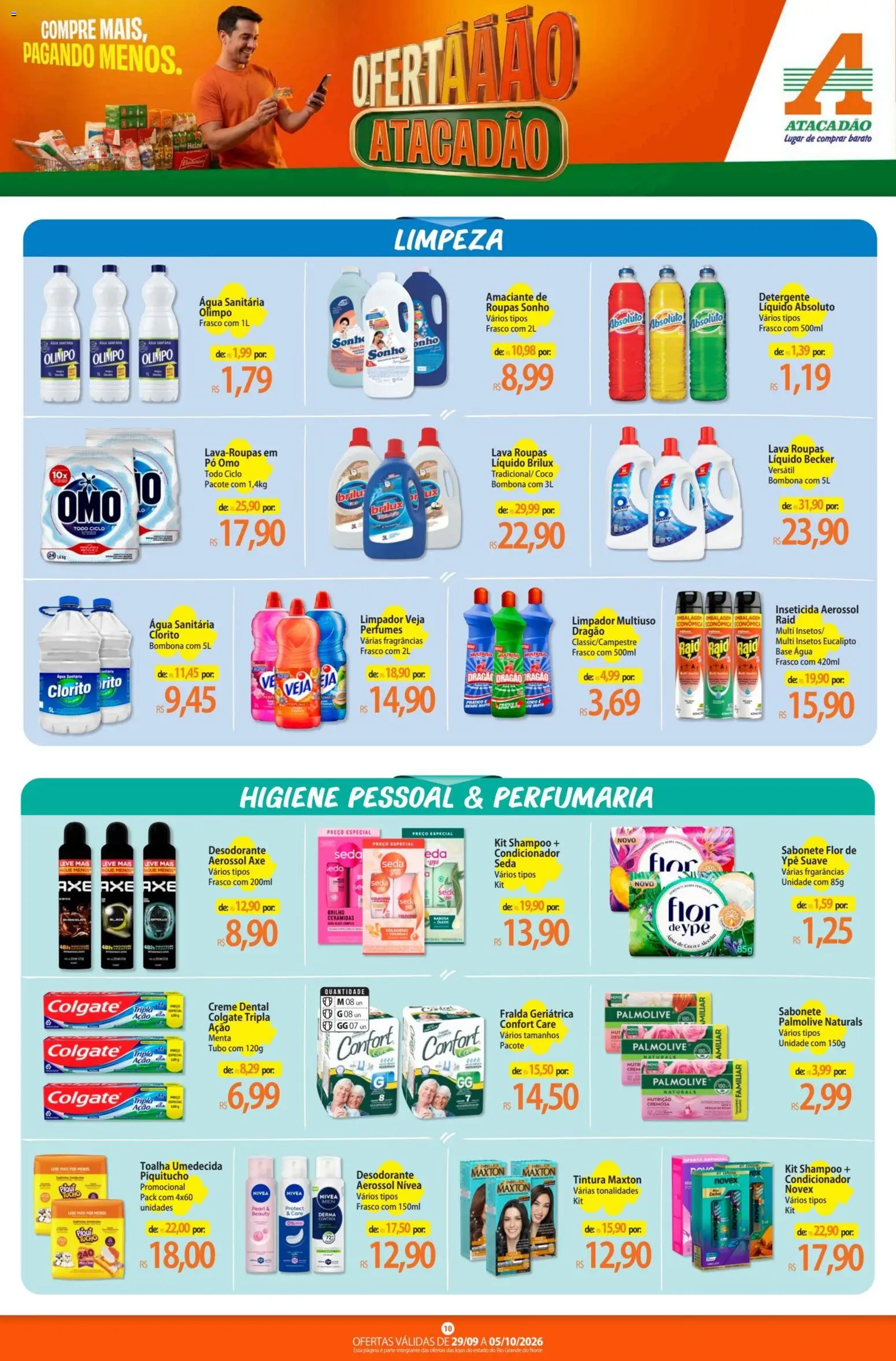 Atacadão Folheto - válido de 29/09/2026 | Página: 10 | Produtos: Shampoo, Colágeno, Creme, Amaciante