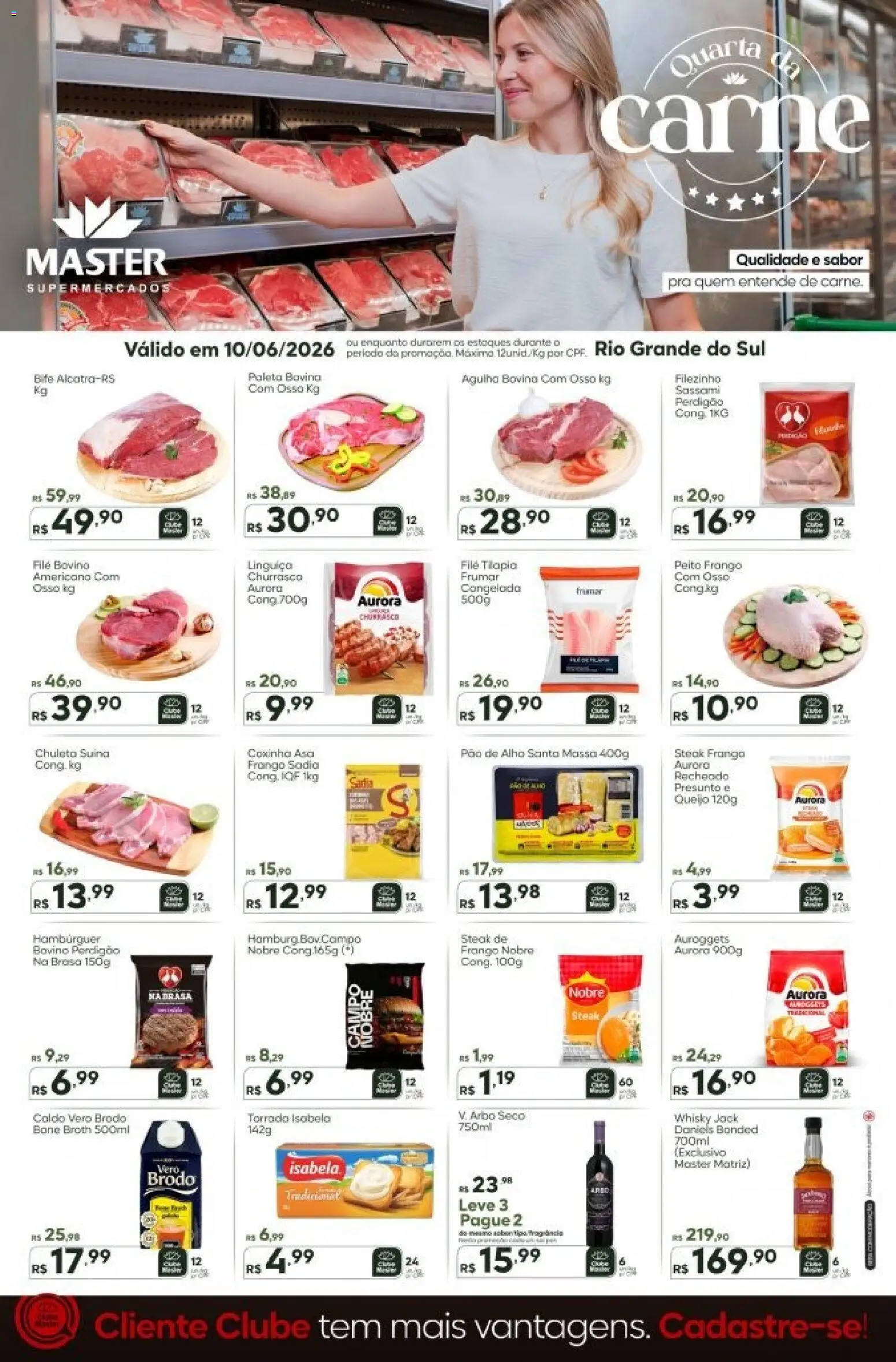 Master Folheto - válido de 10.06.2026 | Página: 1 | Produtos: Whisky, Carne, Hambúrguer, Frango