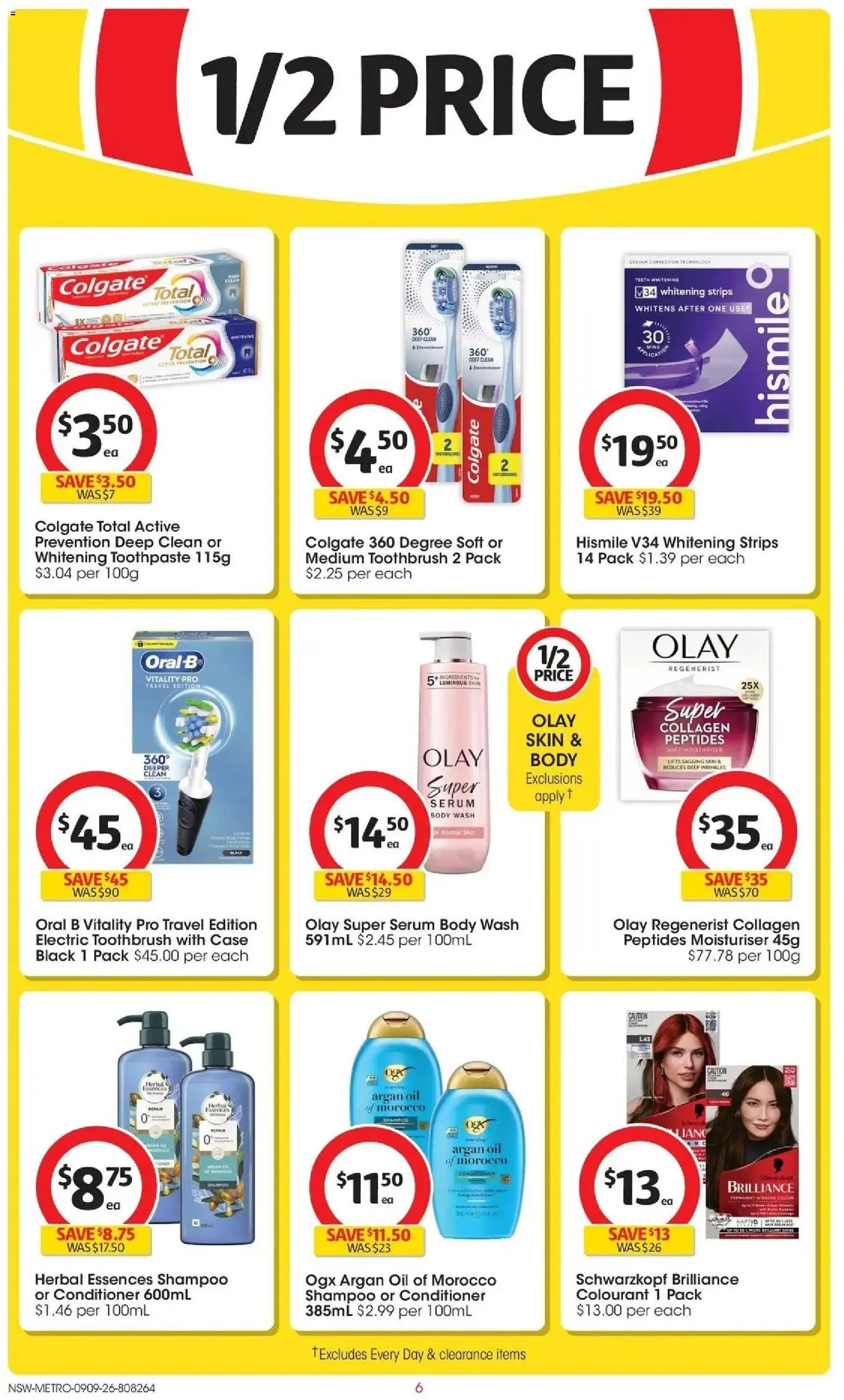 ﻿Coles catalogue valid from 09/09/2026 > Online Australia | Page: 6 | Products: Conditioner, Moisturiser, Toothbrush, Electric toothbrush