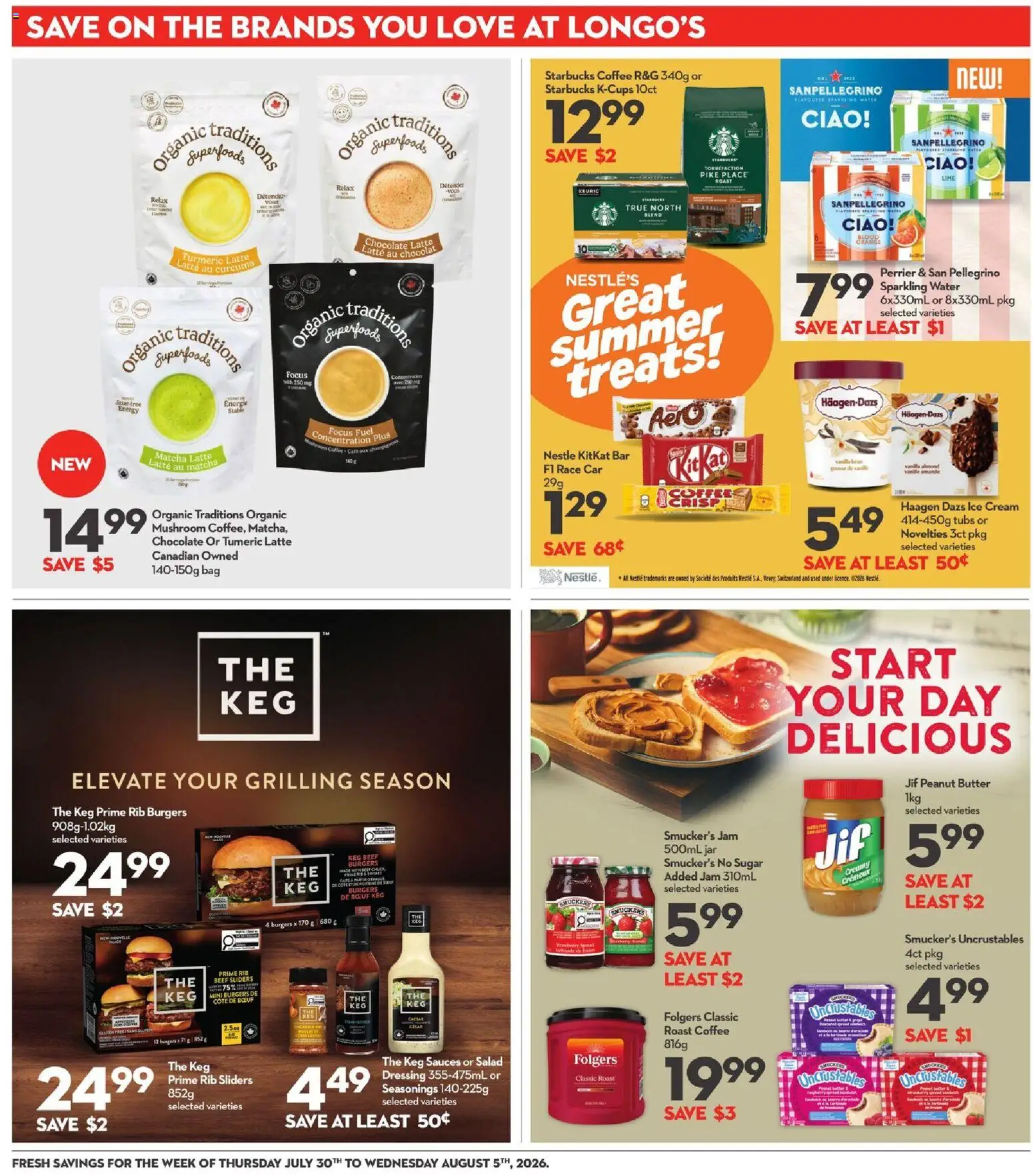 Longo's flyer valid from Aug 6, 2026 | Page: 22 | Products: Cream, Ice cream, Salad, Bag