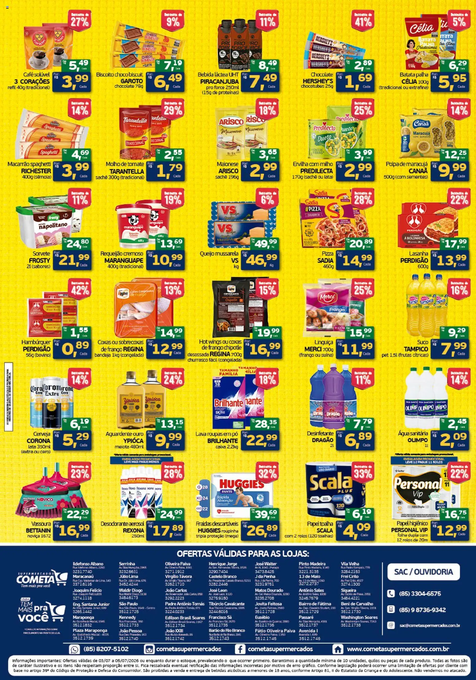 Cometa Supermercados Folheto - válido de 03/07/2026 | Página: 2 | Produtos: Ervilha, Pizza, Cerveja, Base