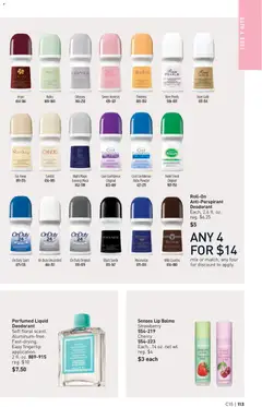 Preview of Avon weekly ads valid from 07/15/2026 | Page: 113 | Products: Bath, Powder, Deodorant, Antiperspirant
