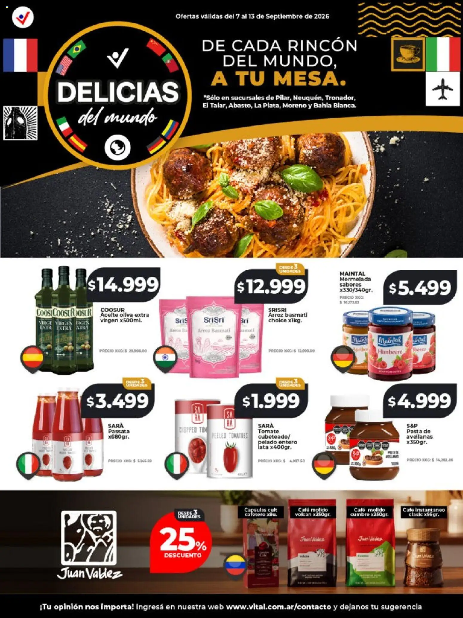 Vital - Delicias del mundo │ válido desde el 07/09/2026 | Página: 1 | Productos: Oliva, Tomate, Cápsulas, Mermelada
