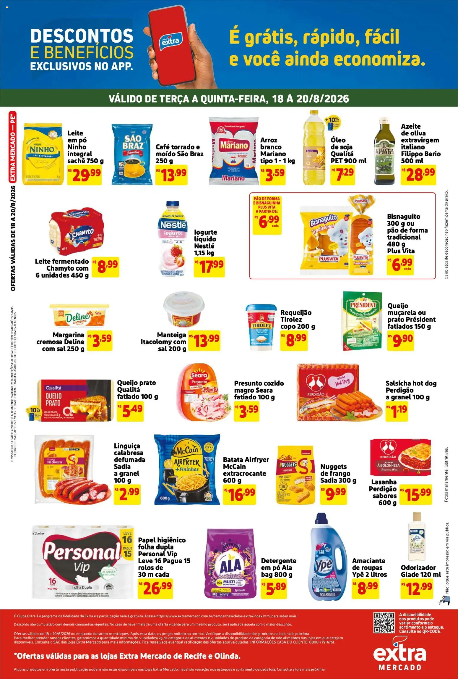 Extra Folheto - válido de 18/08/2026 | Página: 2 | Produtos: Ovos, Arroz, Requeijão, Leite fermentado