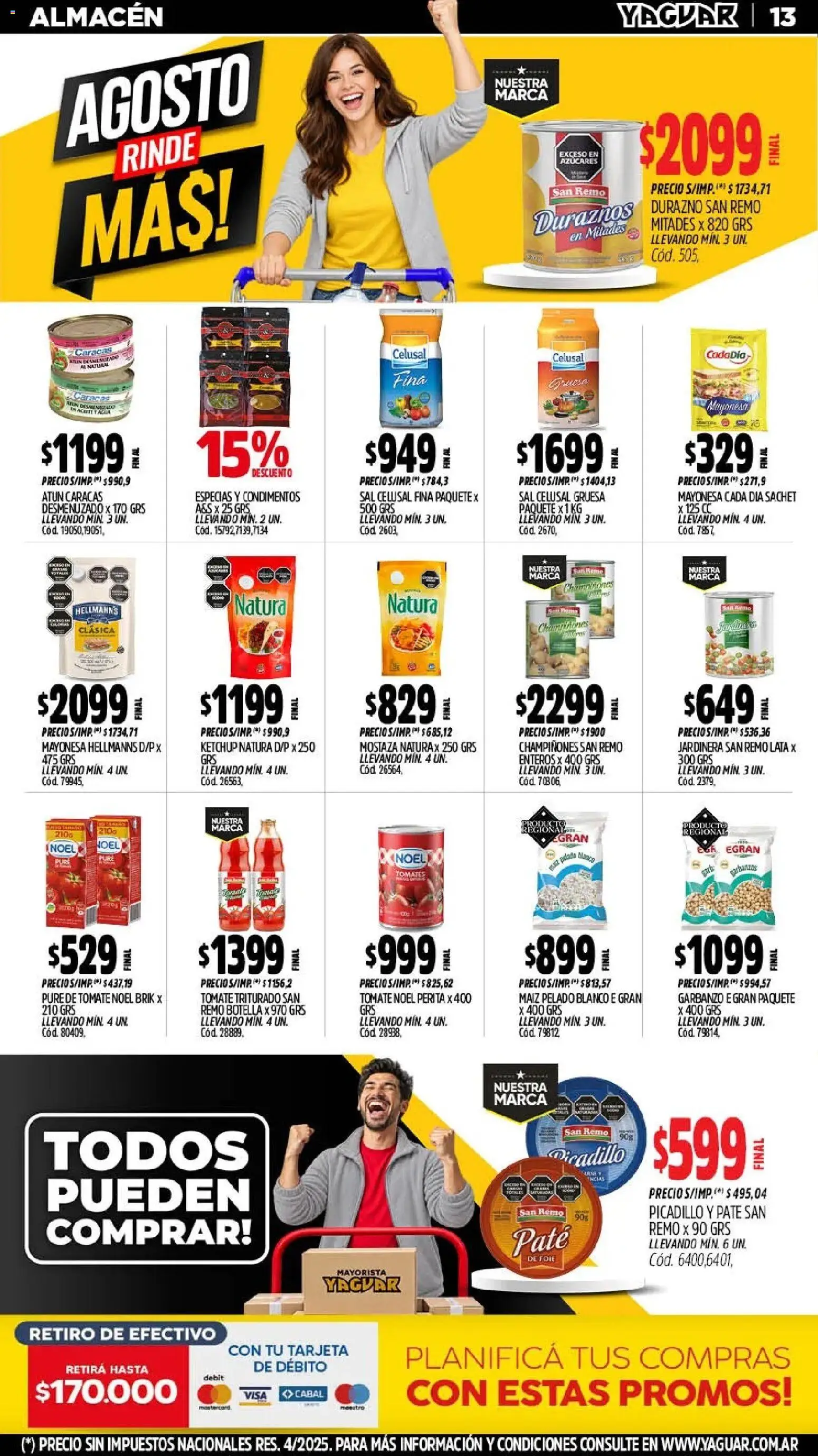 Yaguar - Oferta Semanal Neuquen │ válido desde el 17/07/2026 | Página: 14 | Productos: Champiñones, Duraznos, Puré, Picadillo