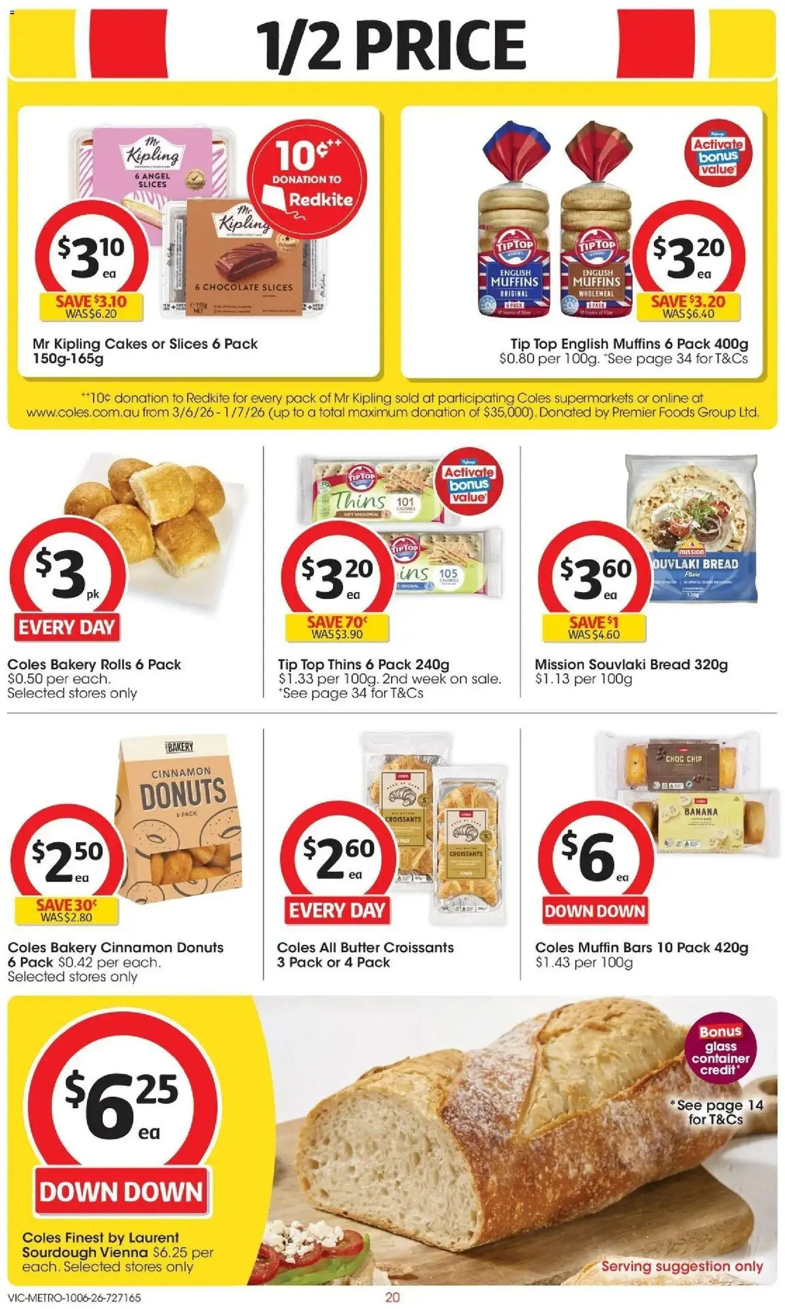 Coles catalogue - valid from 10.06.2026 | Page: 20 | Products: Butter, Donuts, Chocolate, Muffins