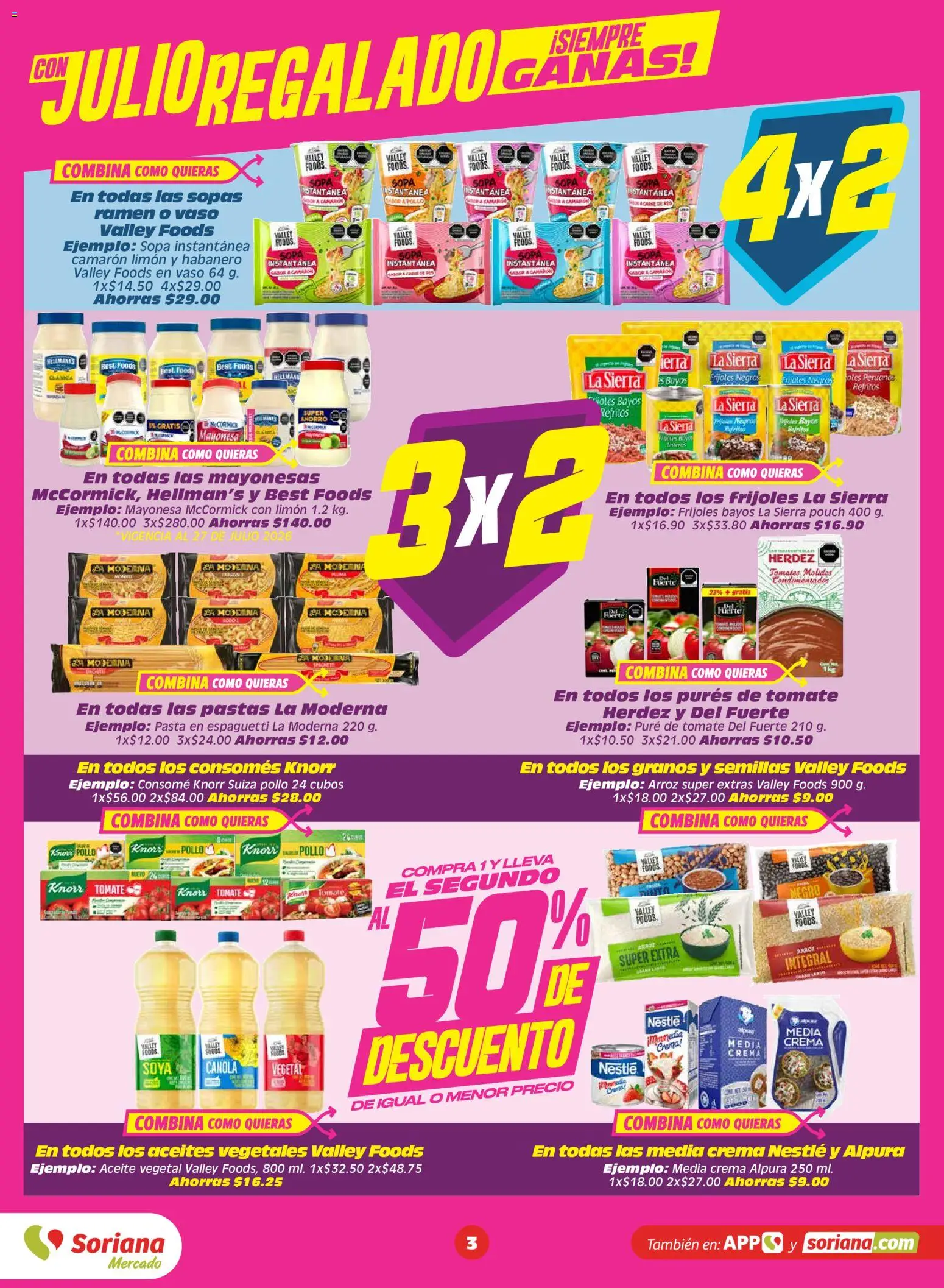 Nuevas ofertas de Soriana válidas en toda la República Mexicana desde el 24/07/2026. ¡Encuentra las mejores ofertas en Soriana Julio Regalado Mercado Nacional! | Página: 3